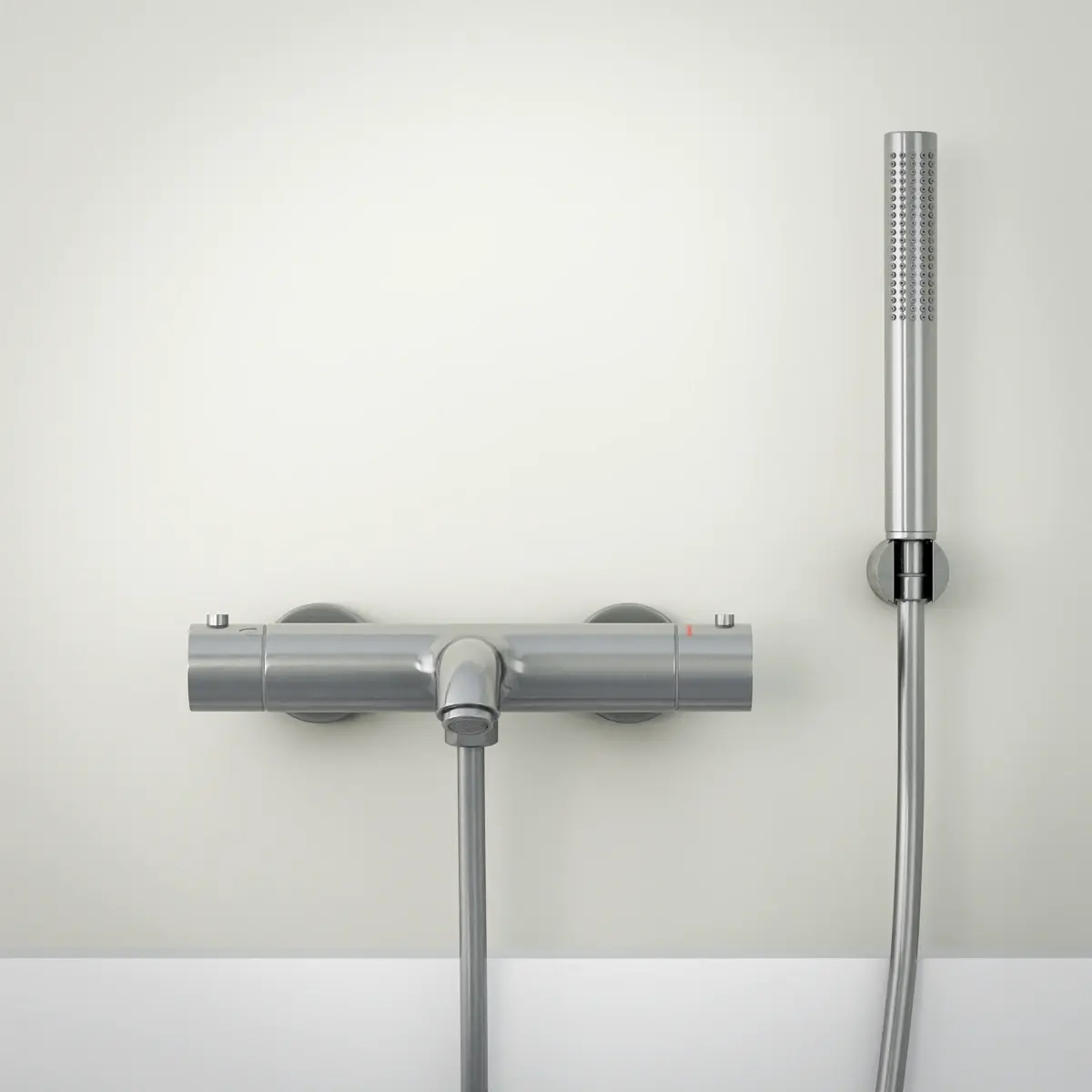 Mitigeur thermostatique bain-douche, inox brossé, avec prolongateur 30mm, Châtelet   