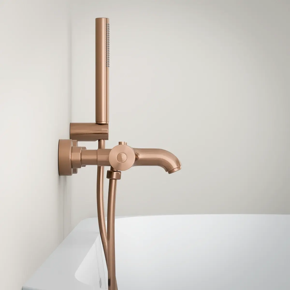 Mitigeur thermostatique bain-douche, doré rose brossé, avec prolongateur 30mm, Châtelet    