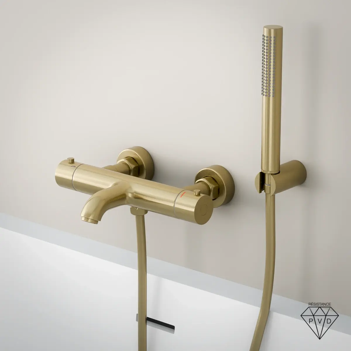 Mitigeur de douche doré brossé Châtelet avec prolongateurs 30 mm