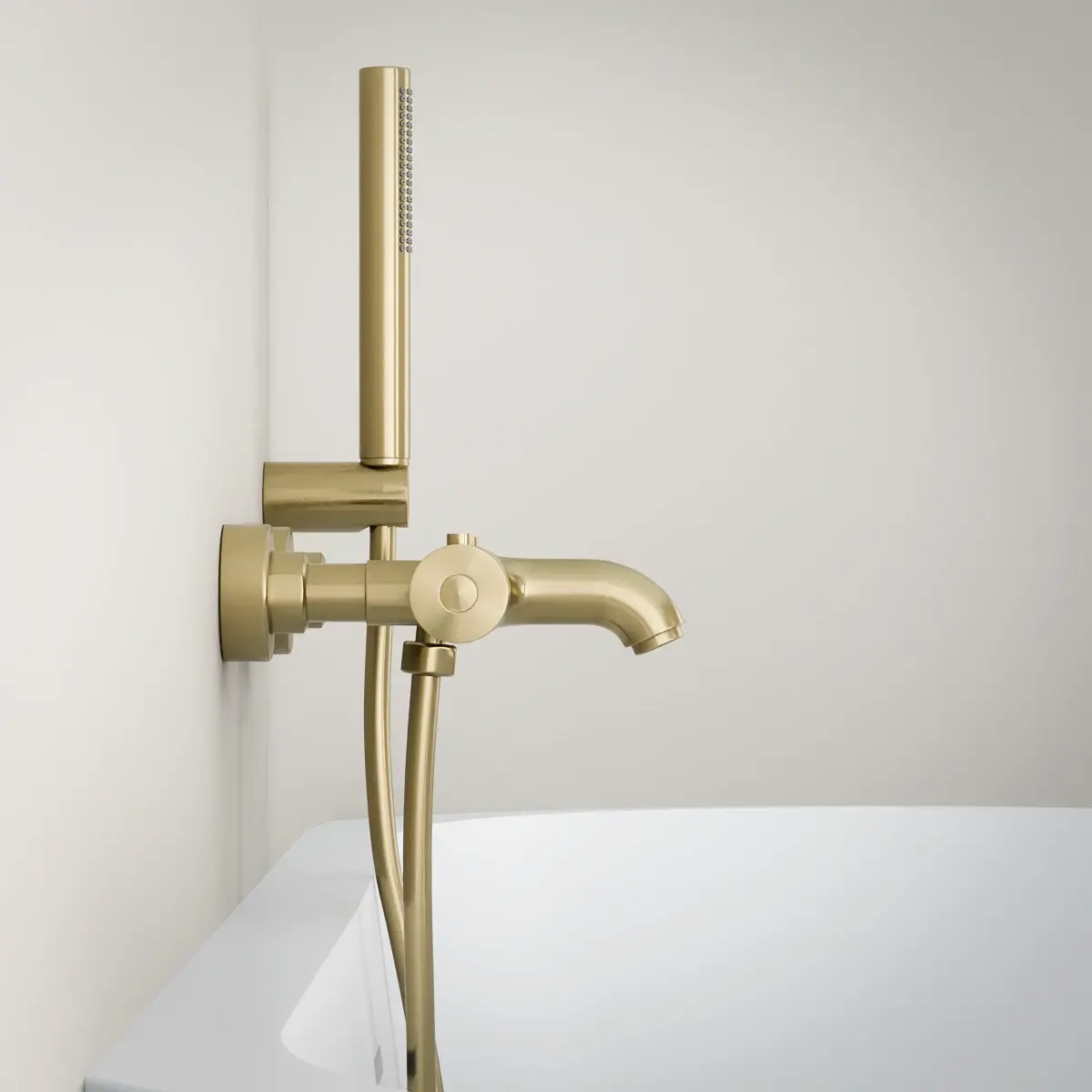 Mitigeur thermostatique bain-douche, doré brossé, avec prolongateur 30mm, Châtelet 