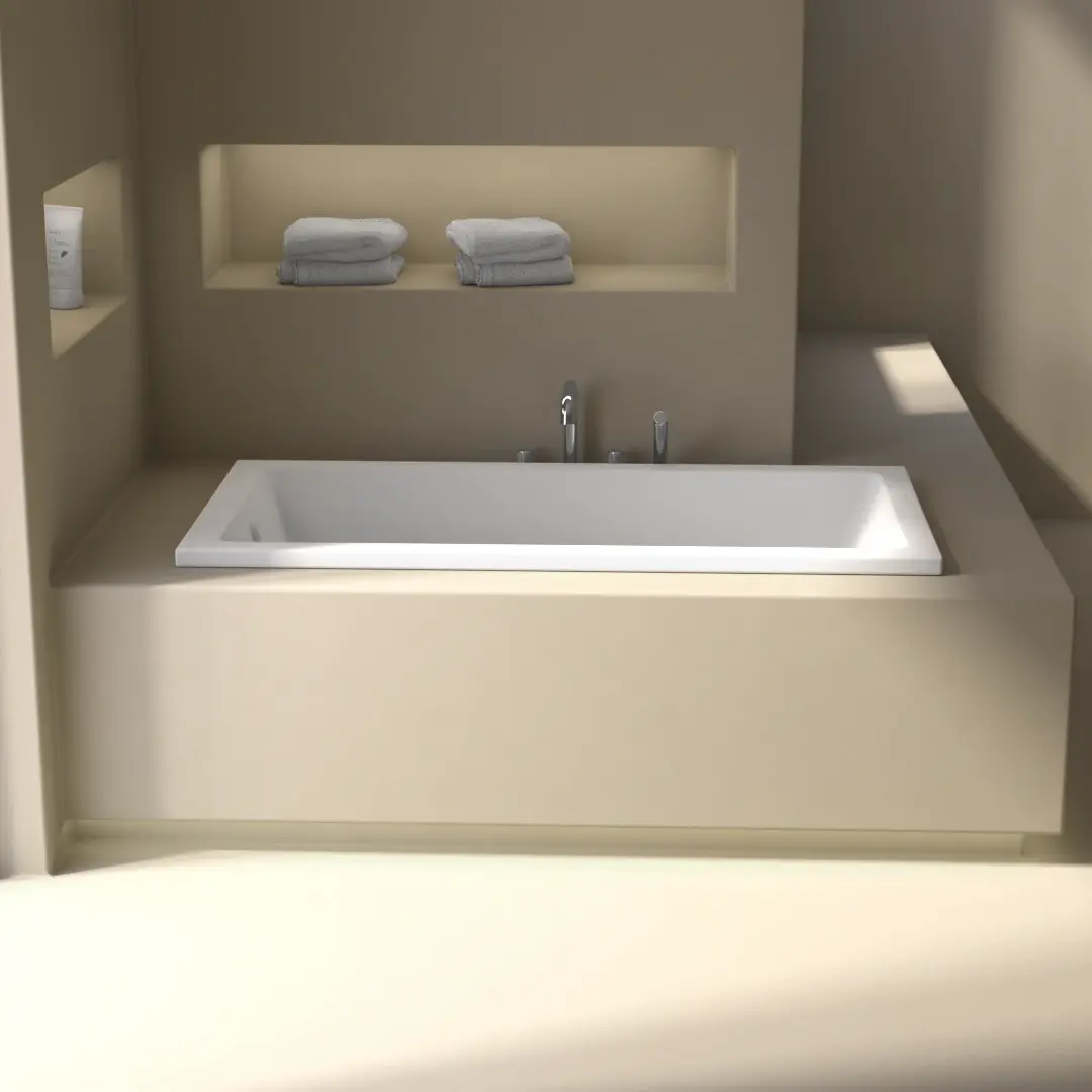 Baignoire rectangulaire, 140x70, pieds et vidage inclus, acrylique blanc Mat, Lavezzi