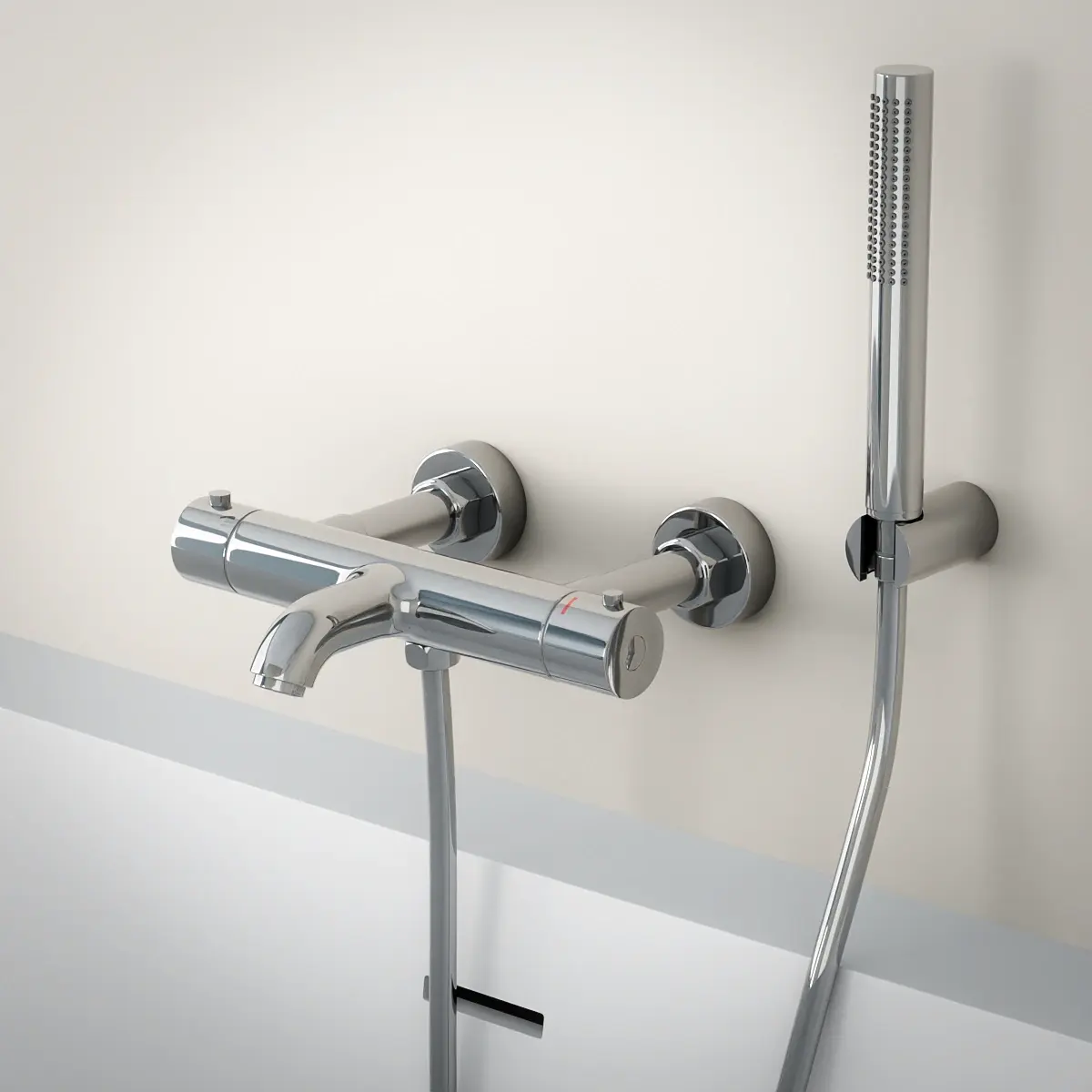 Mitigeur de douche thermostatique chromé Châtelet avec prolongateurs 60 mm pour baignoire