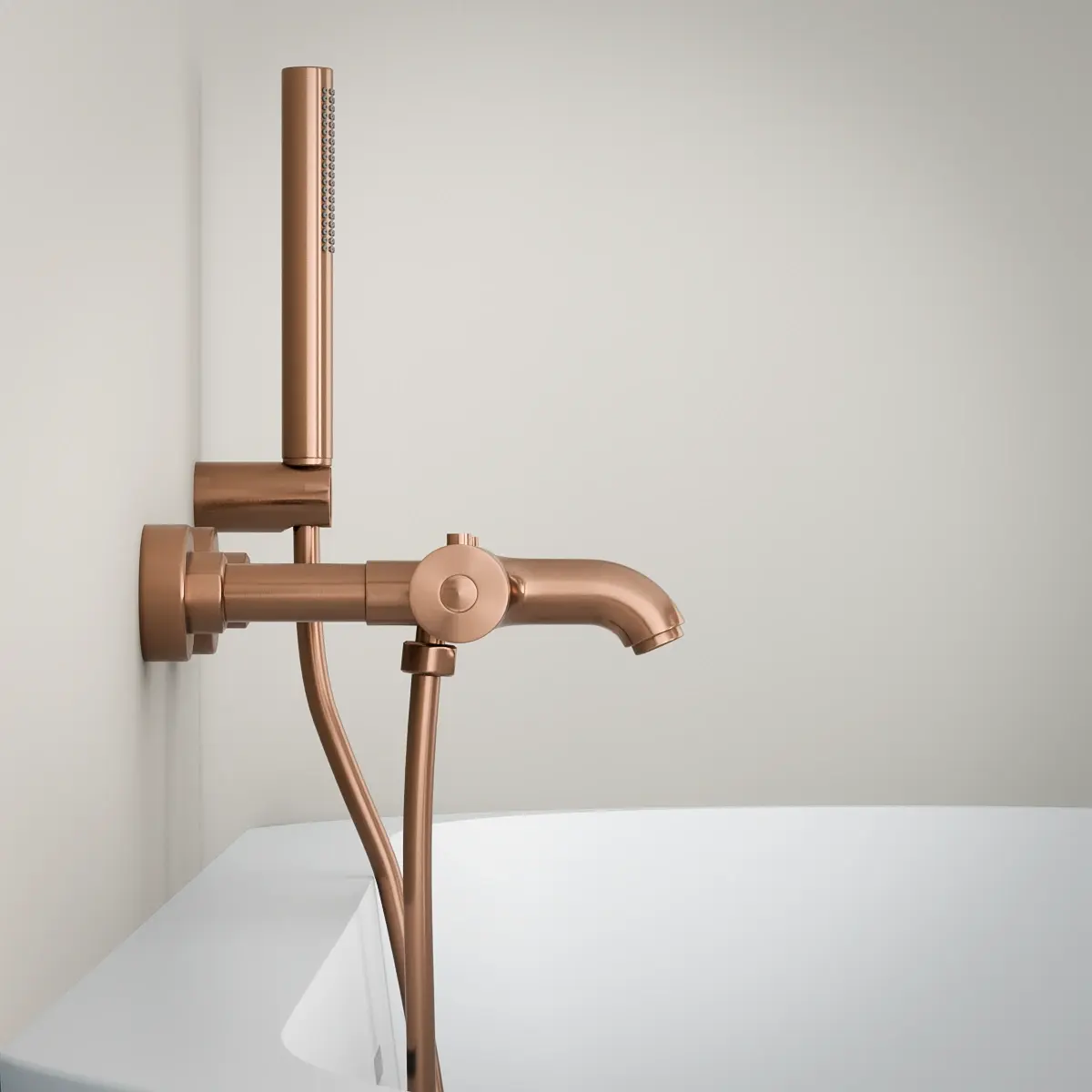 Mitigeur thermostatique bain-douche, doré rose brossé, avec prolongateurs 60mm, Châtelet   
