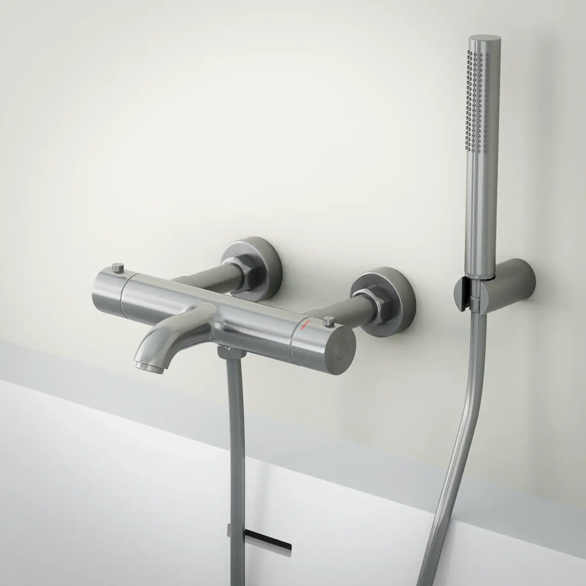 Mitigeur de douche thermostatique inox brossé Châtelet avec prolongateurs 60 mm pour baignoire