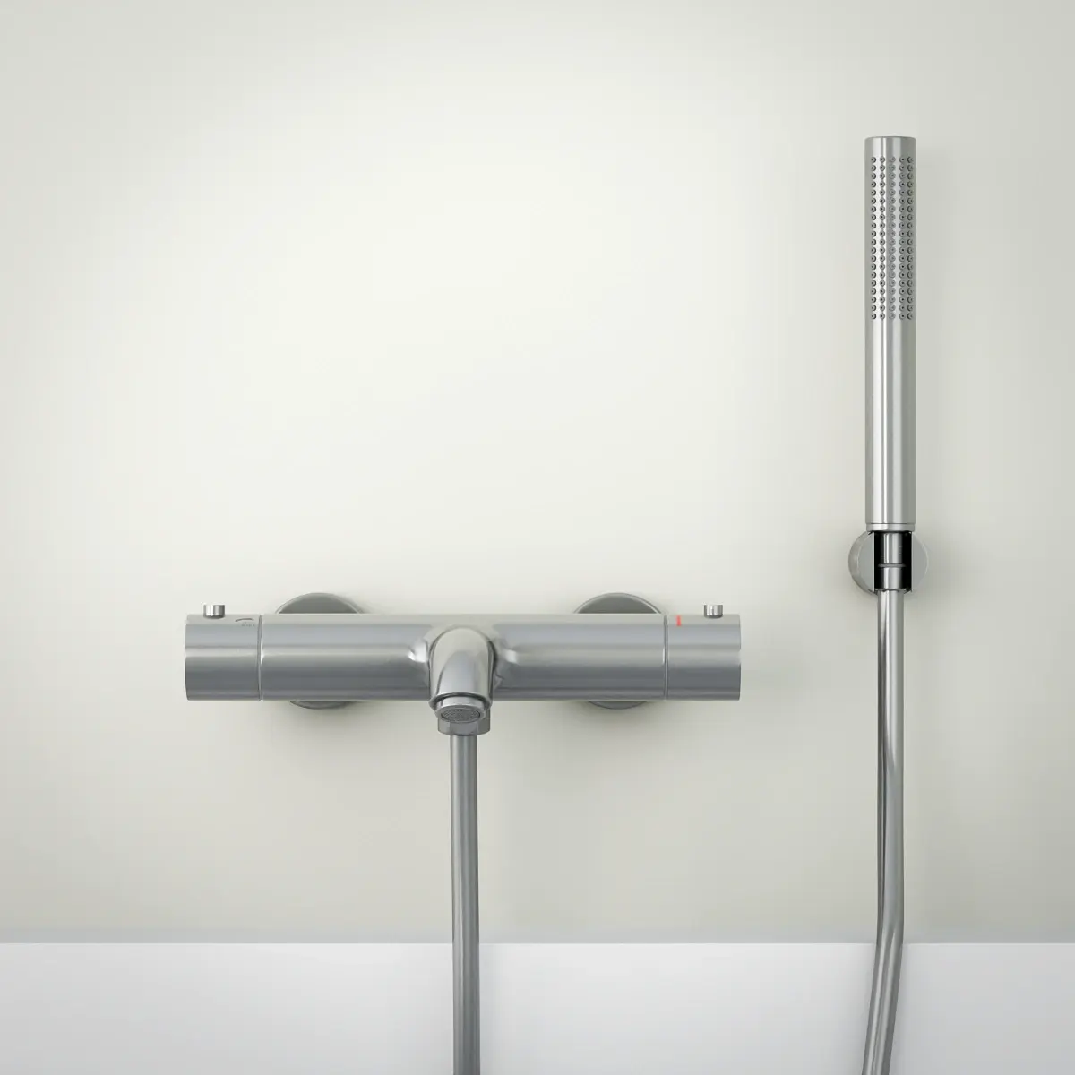 Mitigeur thermostatique bain-douche, inox brossé, avec prolongateurs 60mm, Châtelet   