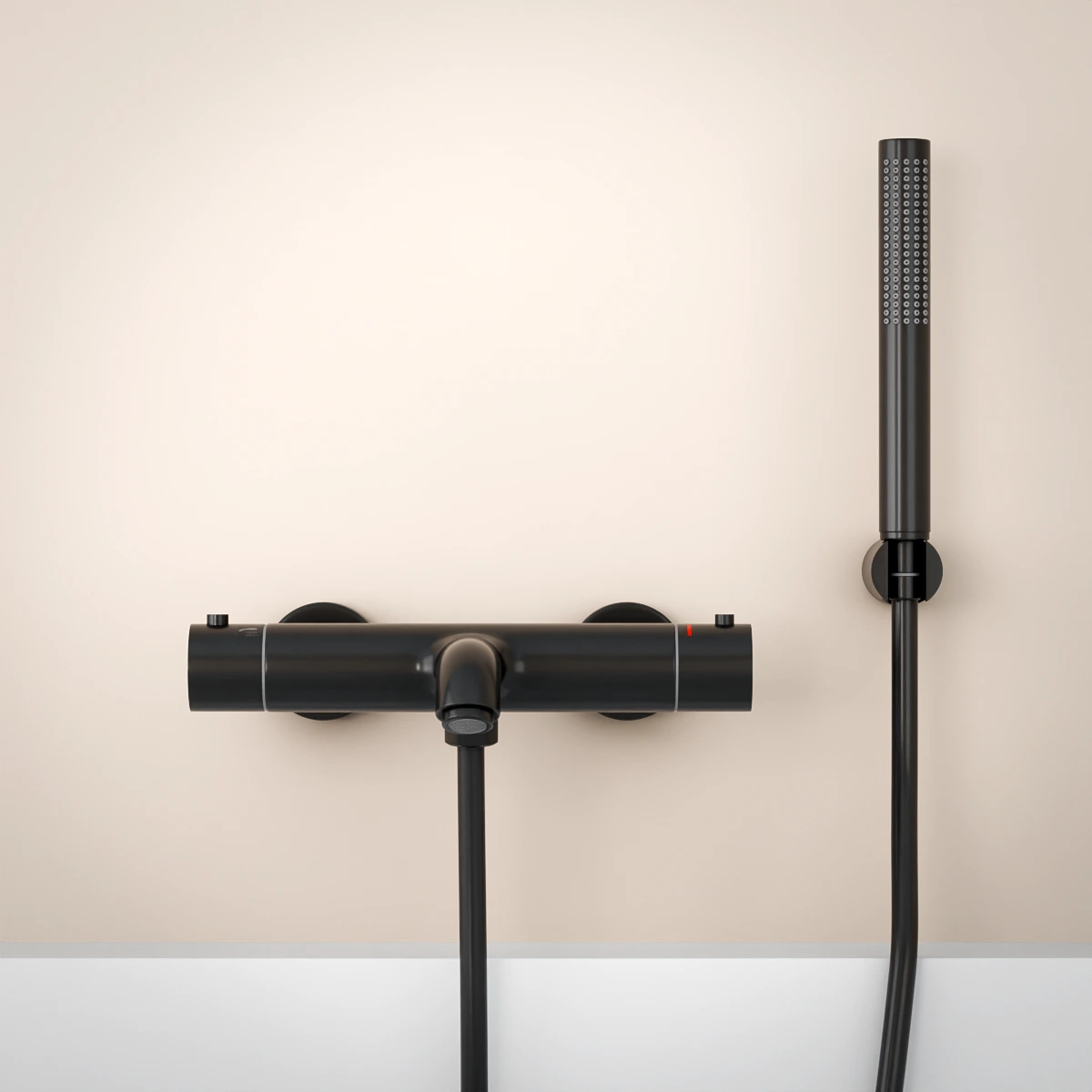 Mitigeur thermostatique bain-douche, noir brossé, avec prolongateurs 60mm, Châtelet     