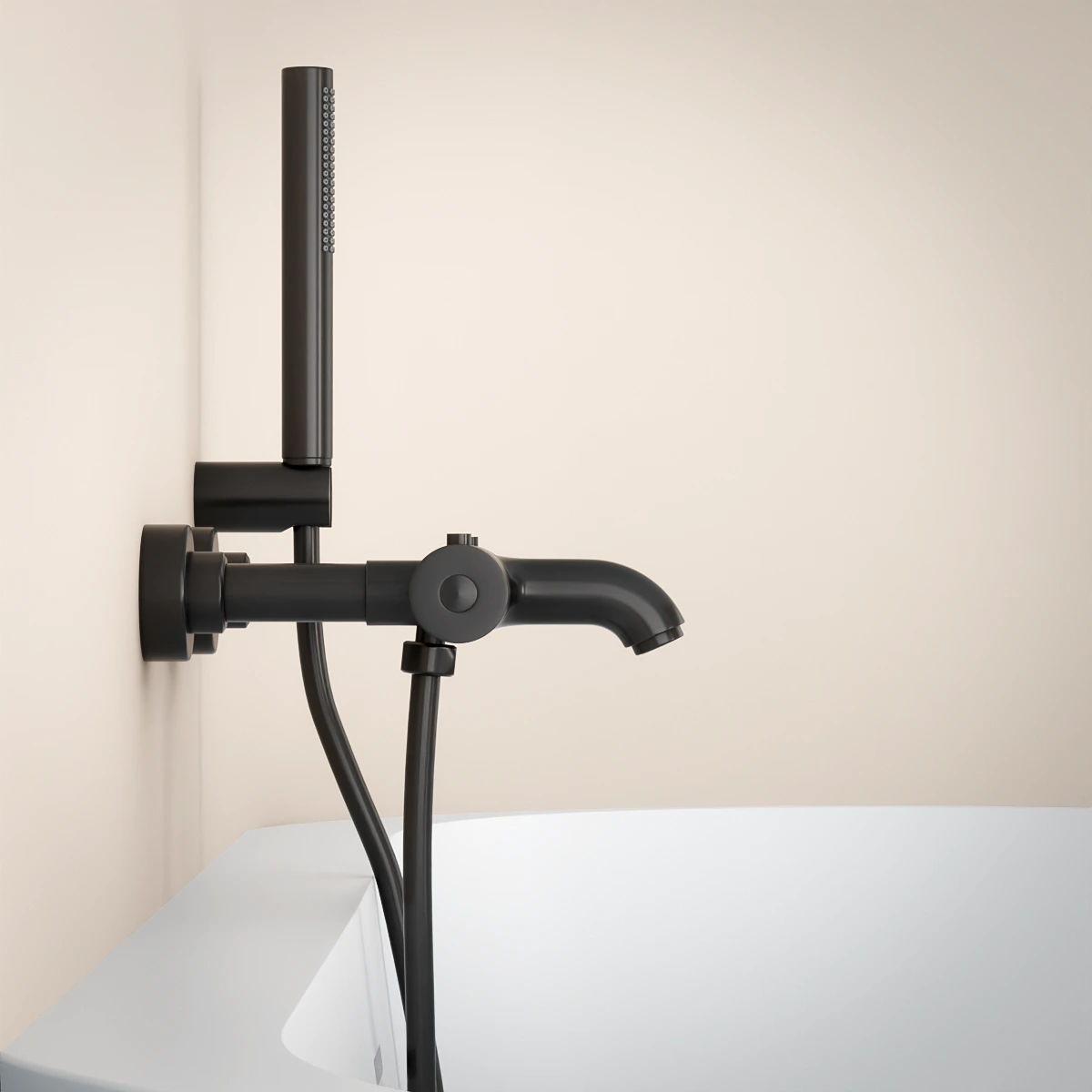 Mitigeur thermostatique bain-douche, noir brossé, avec prolongateurs 60mm, Châtelet     