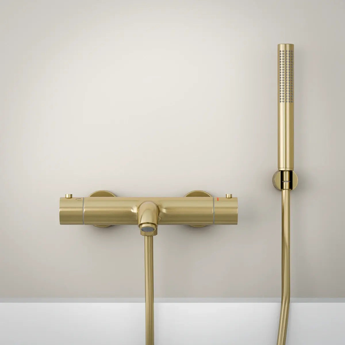 Mitigeur thermostatique bain-douche, doré brossé, avec prolongateurs 60mm, Châtelet  