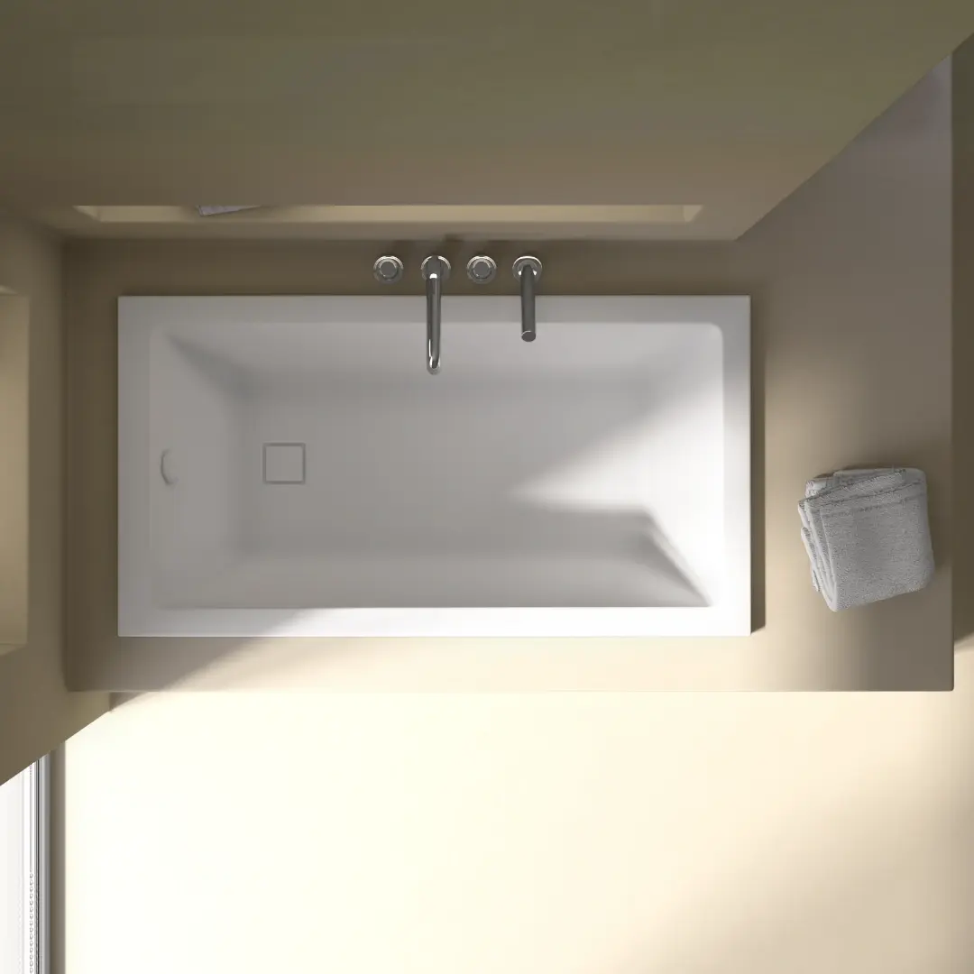 Baignoire rectangulaire, 130x70, pieds et vidage inclus, acrylique blanc Mat, Lavezzi  