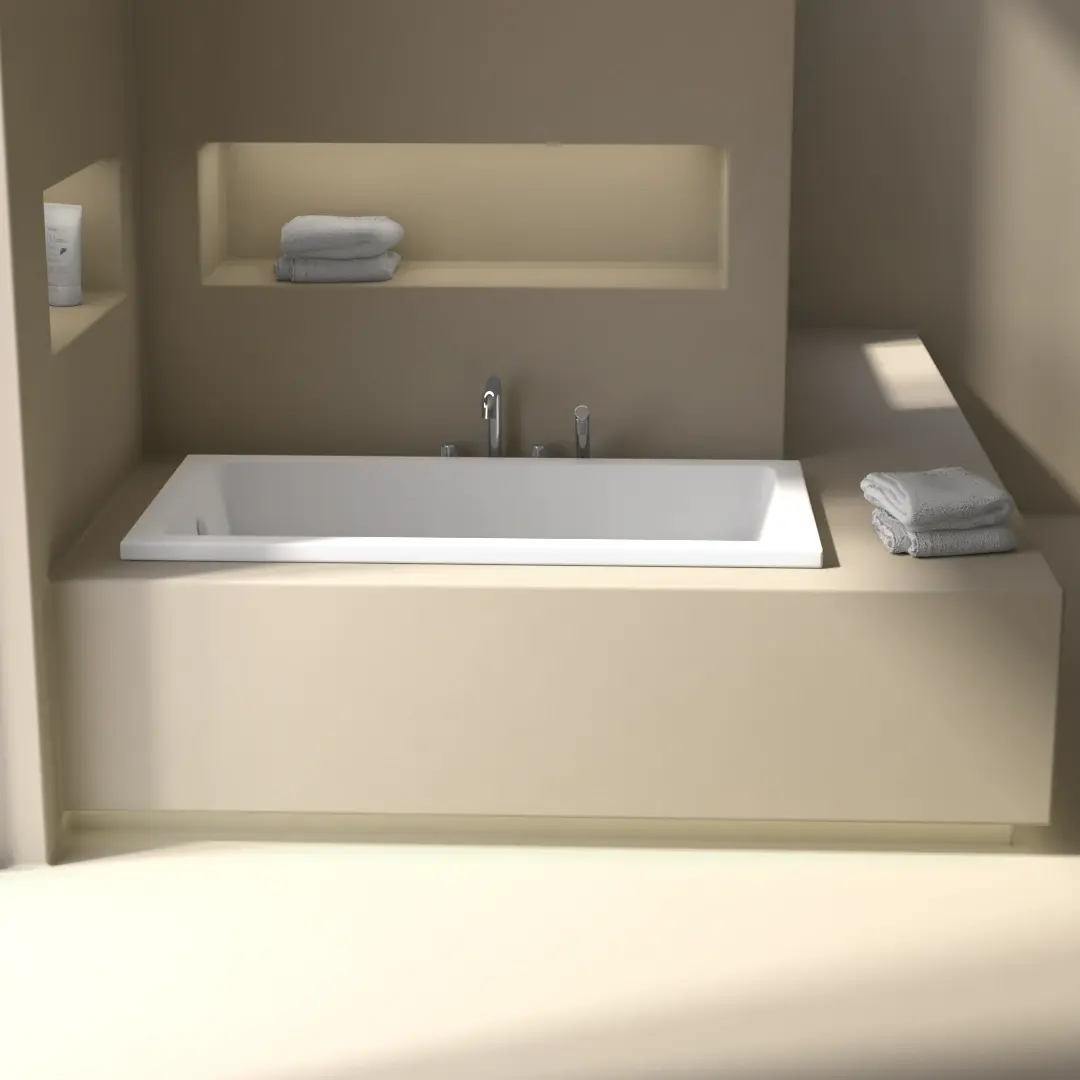 Baignoire rectangulaire, 130x70, pieds et vidage inclus, acrylique blanc Mat, Lavezzi  