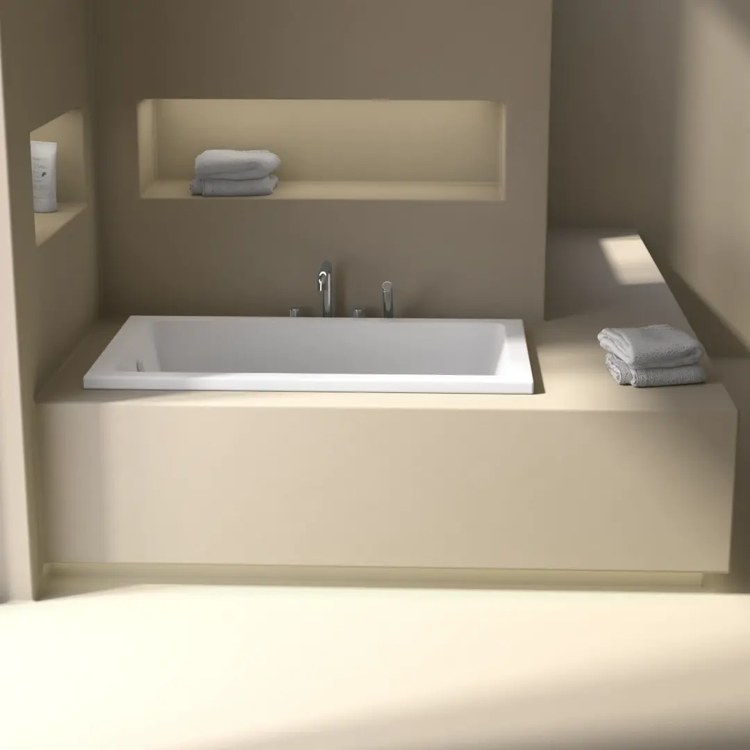 Baignoire rectangulaire, 120x70, pieds et vidage inclus, acrylique blanc Mat, Lavezzi 