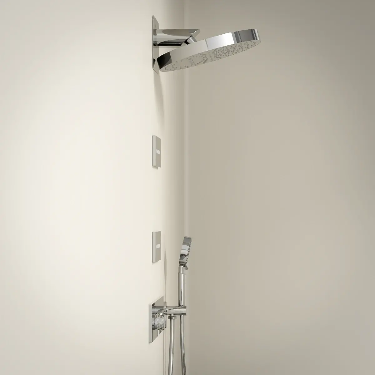 Douche thermostatique, ciel de douche cascade et pluie avec buses hydromassantes, chromé Châtelet