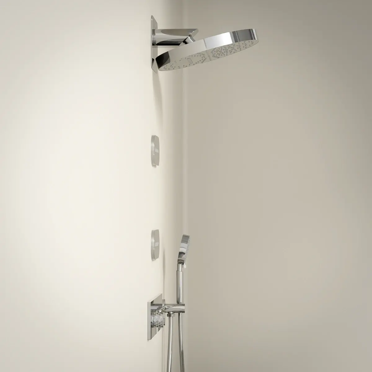 Douche thermostatique, ciel de douche ronde et buses, chromé Châtelet