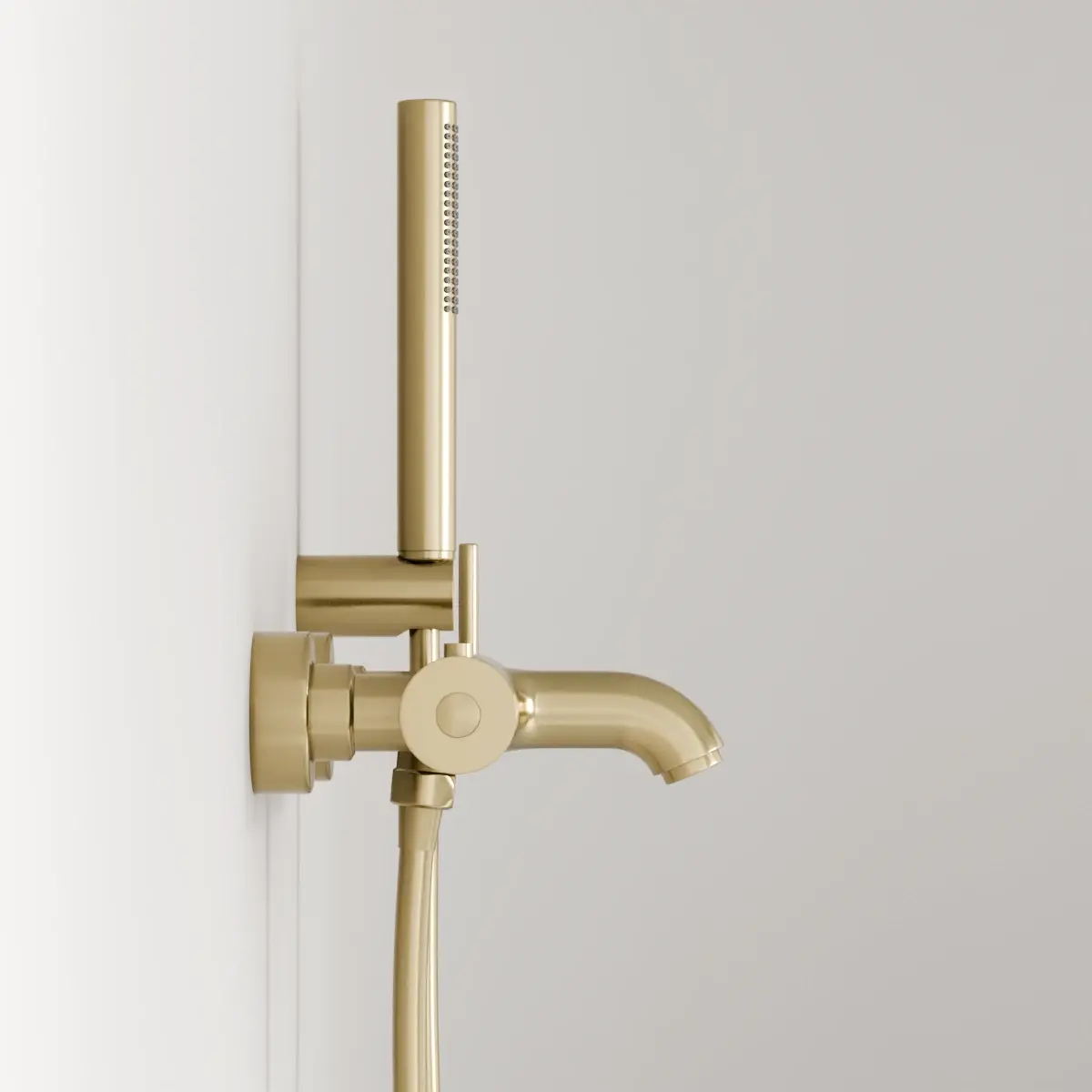 Robinet mitigeur de baignoire mural doré brossé, Châtelet