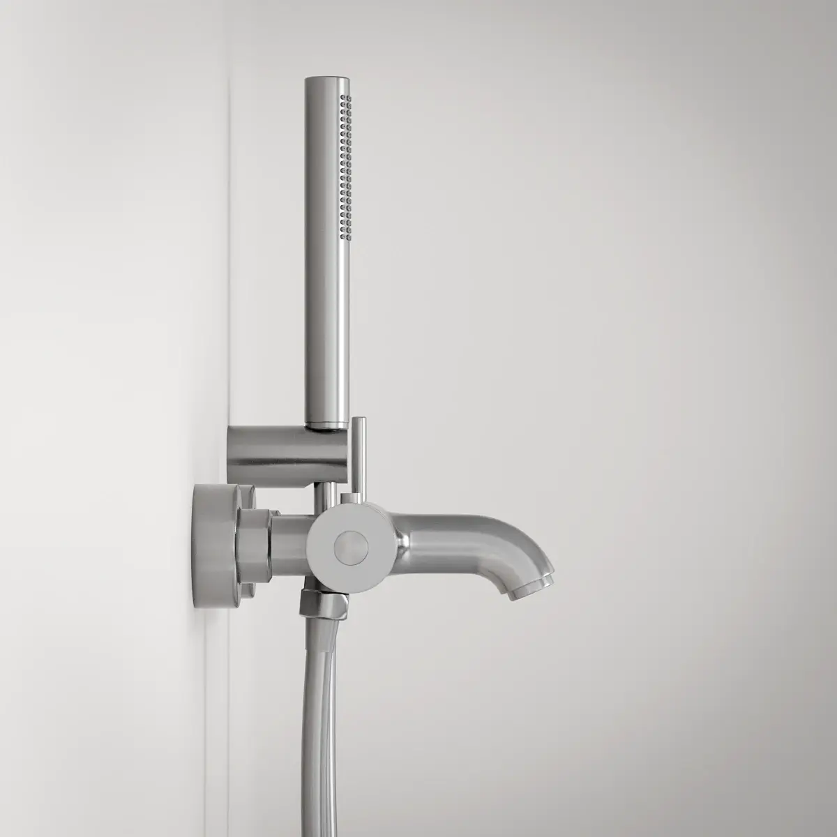 Robinet mitigeur de baignoire mural, inox brossé Châtelet