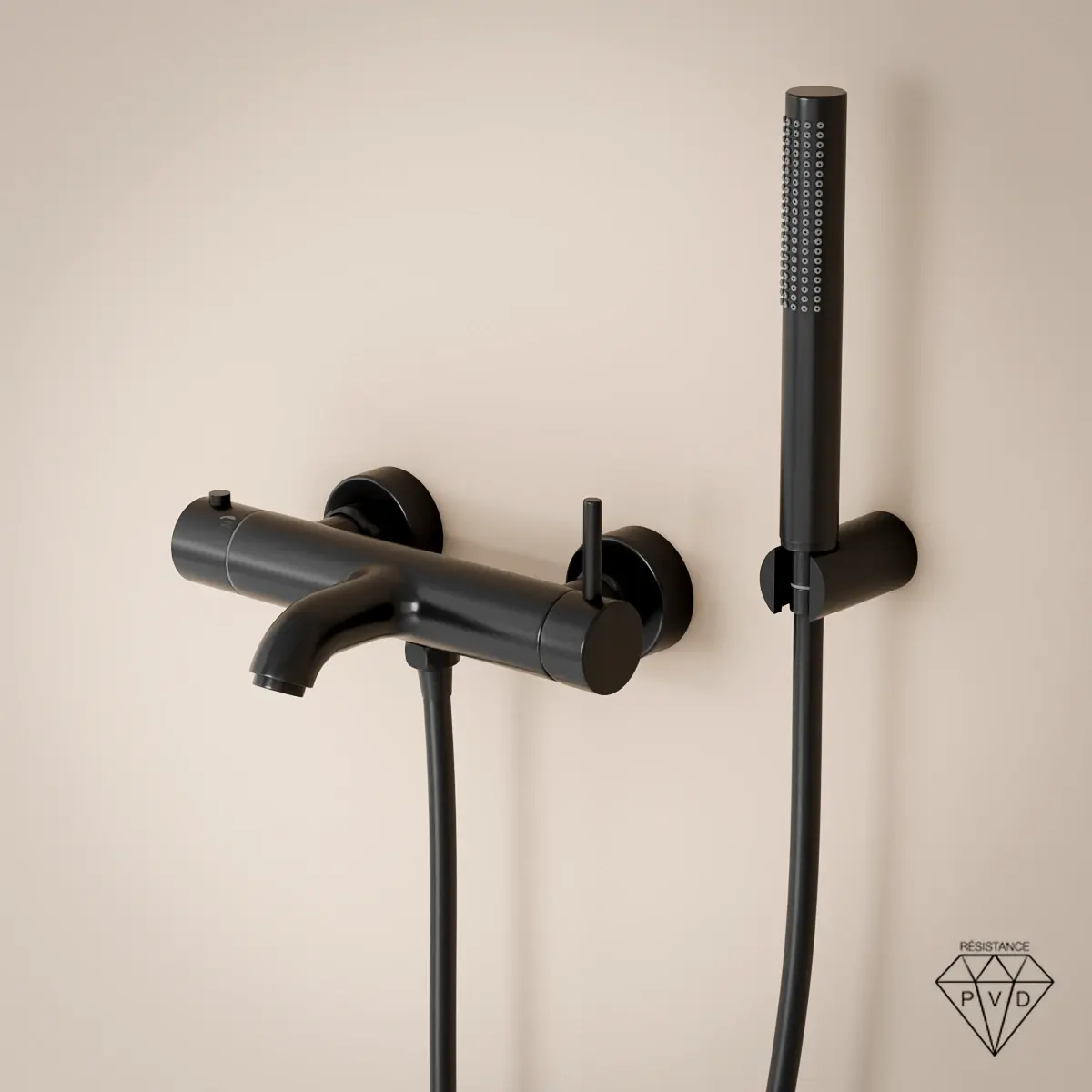 Robinet mitigeur de baignoire mural noir brossé, Châtelet