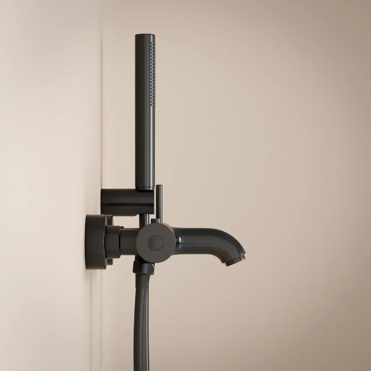 Robinet mitigeur de baignoire mural noir brossé, Châtelet