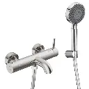 Robinet mitigeur de baignoire mural chromé, douchette, Châtelet.webp