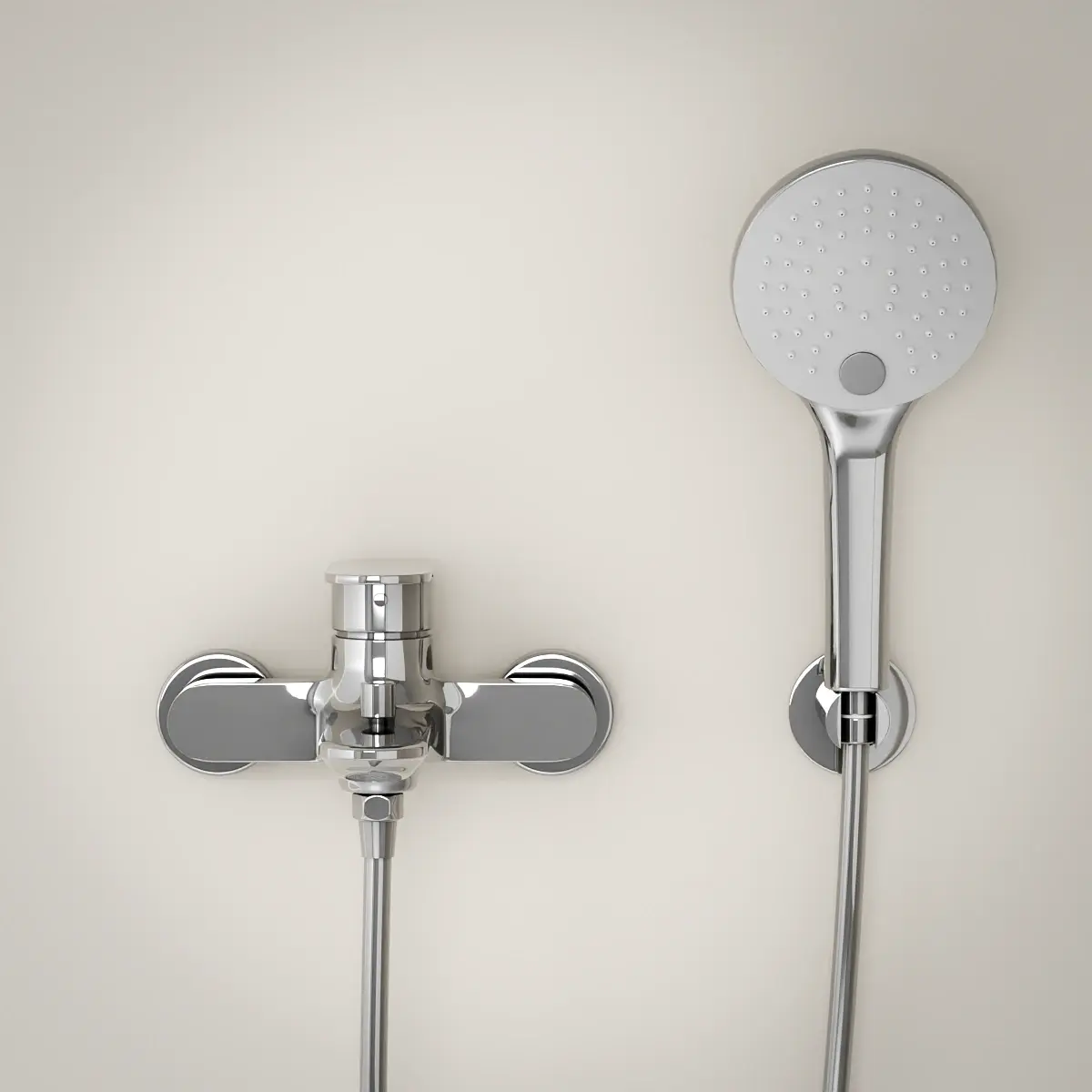 composition Robinet mitigeur bain douche externe chromé, Seine