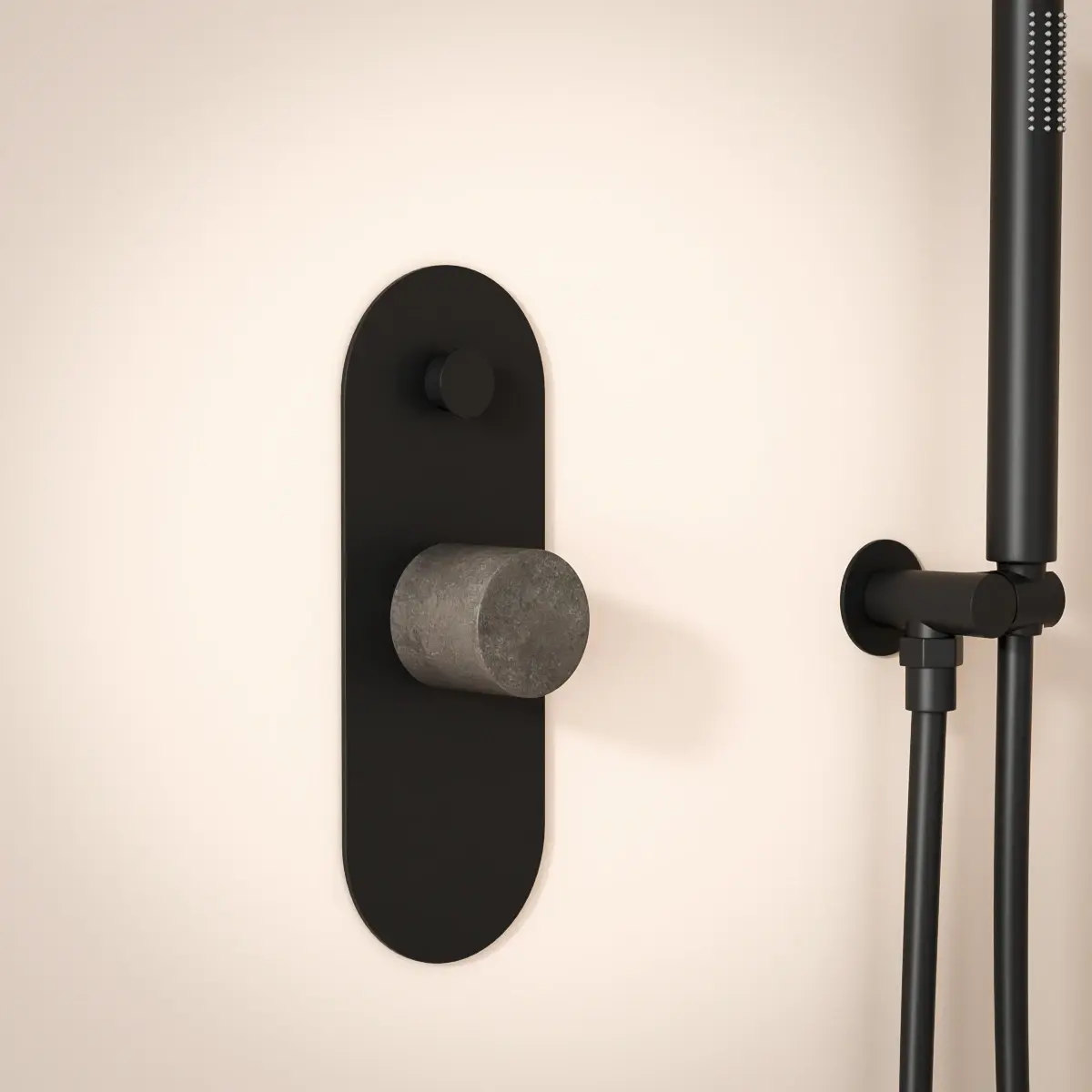 Composition de douche, Noir mat, manette Concrete, Infinity Flow 