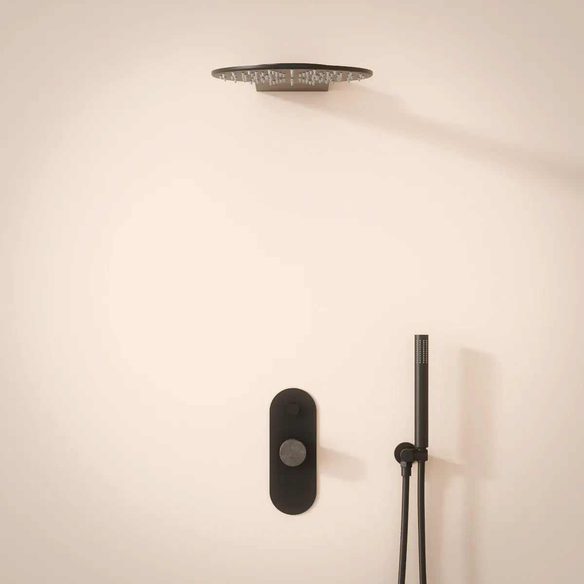 Composition de douche, Noir mat, manette Concrete, Infinity Flow 