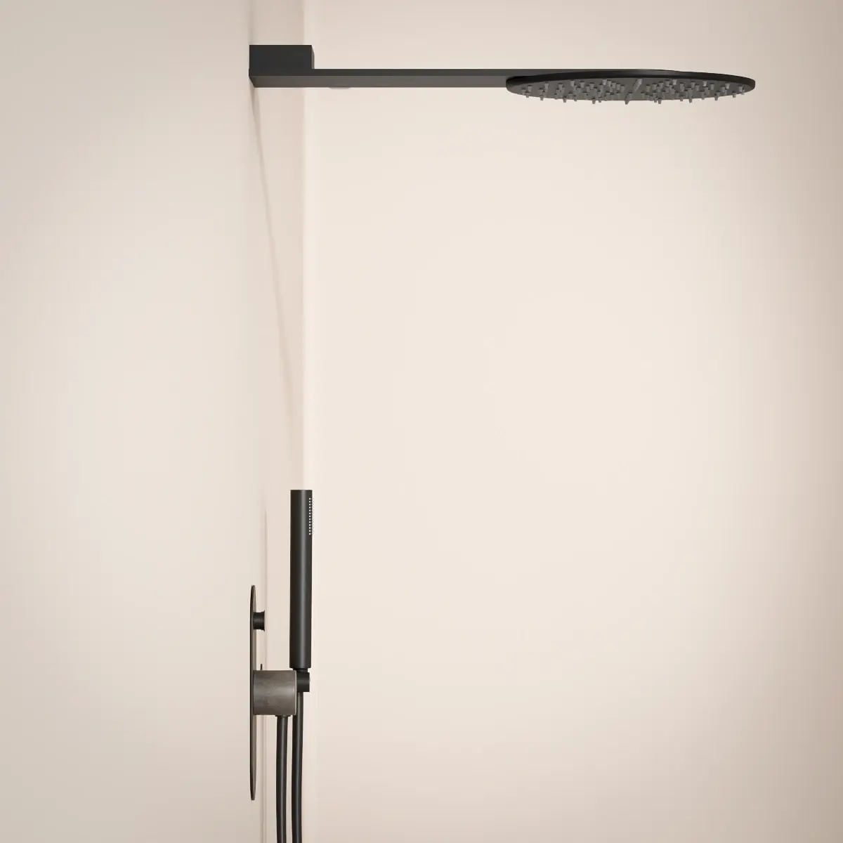 Composition de douche, Noir mat, manette Concrete, Infinity Flow 