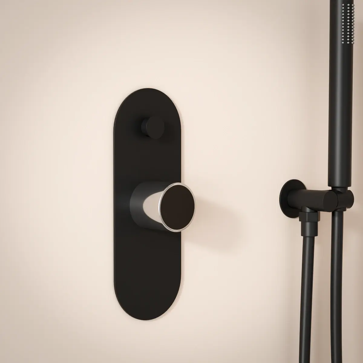 Composition de douche, Noir mat, manette Chrome et verre noir, Infinity Flow