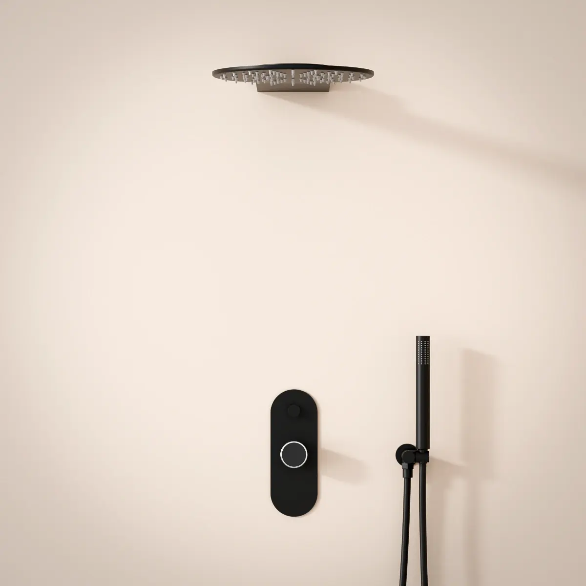 Composition de douche, Noir mat, manette Chrome et verre noir, Infinity Flow