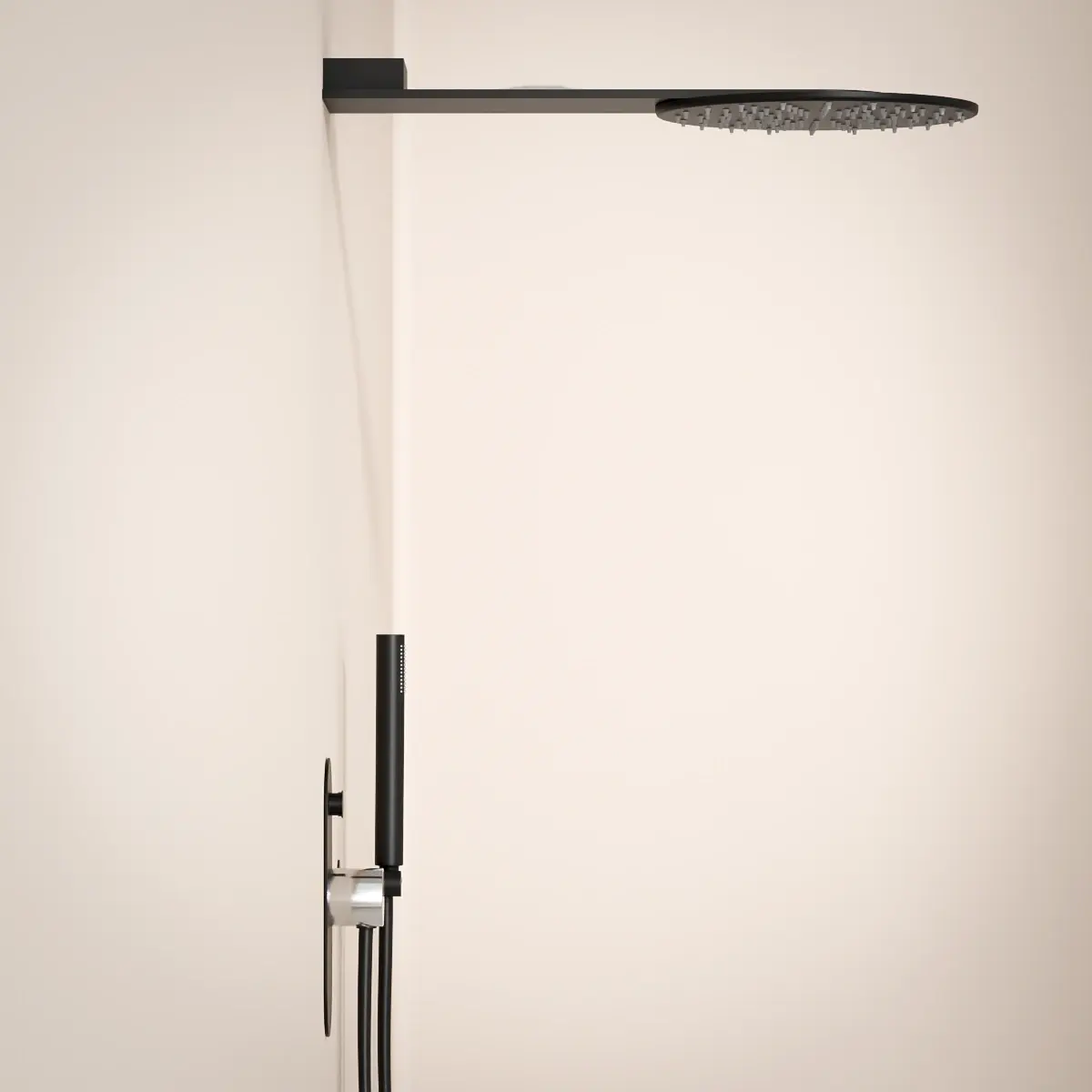 Composition de douche, Noir mat, manette Chrome et verre noir, Infinity Flow