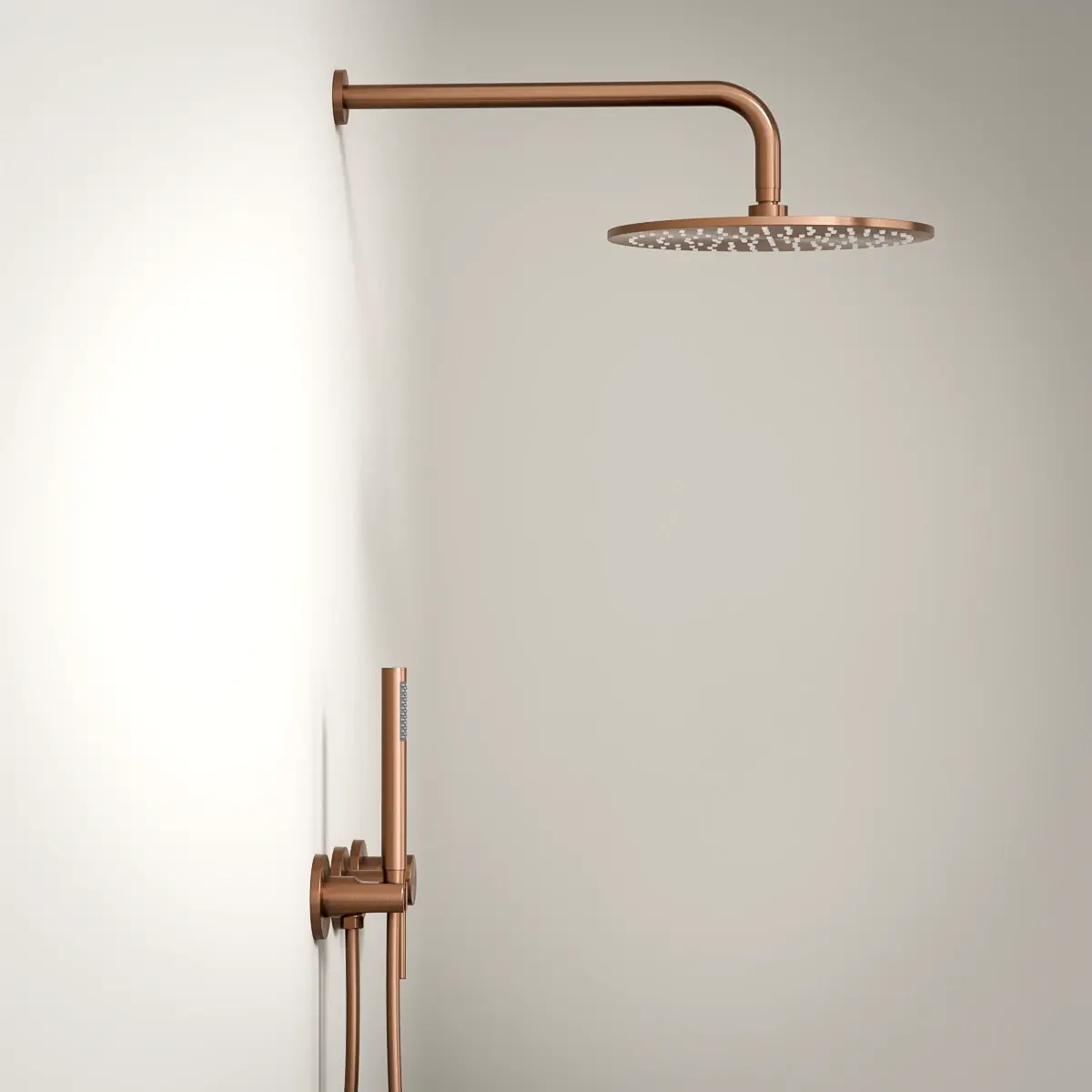 Composition mitigeur de douche encastrée, pomme de tête et set douchette, doré rose brossé, Chatelet   