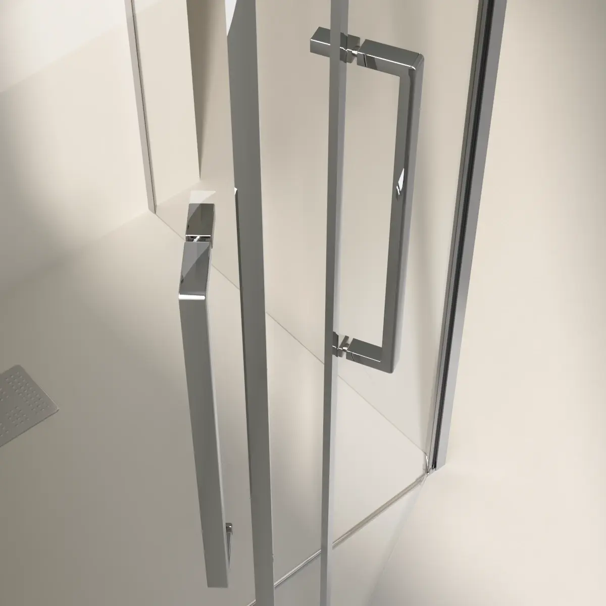 Cabine de douche saloon, sur-mesure de 58 à 95,5 cm avec retour fixe, Chrome, Regia 