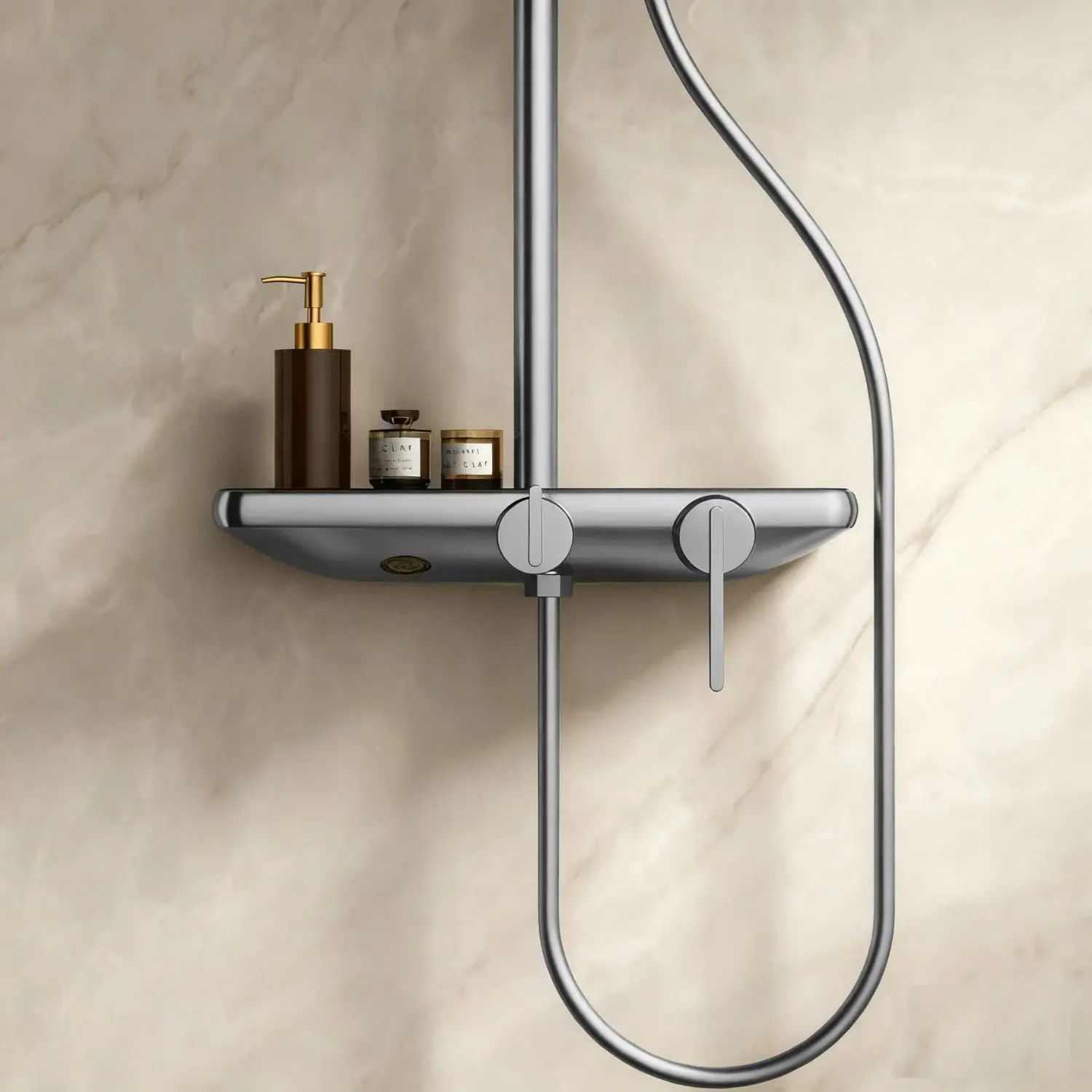 Colonne de douche ou bain douche, avec mitigeur mécanique, 3 voies, Inox brossé, Rivoli 