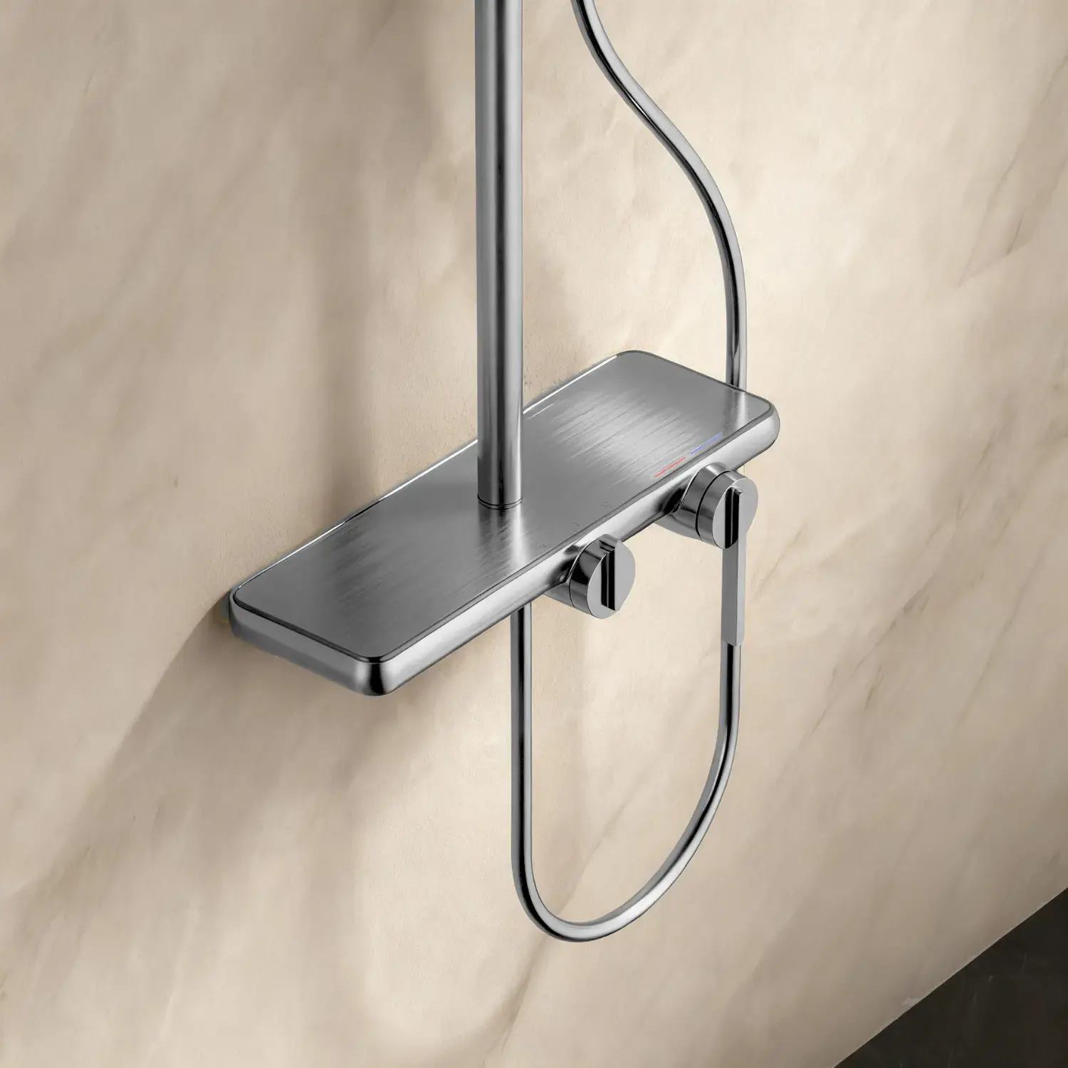 Colonne de douche ou bain douche, avec mitigeur mécanique, 3 voies, Inox brossé, Rivoli 