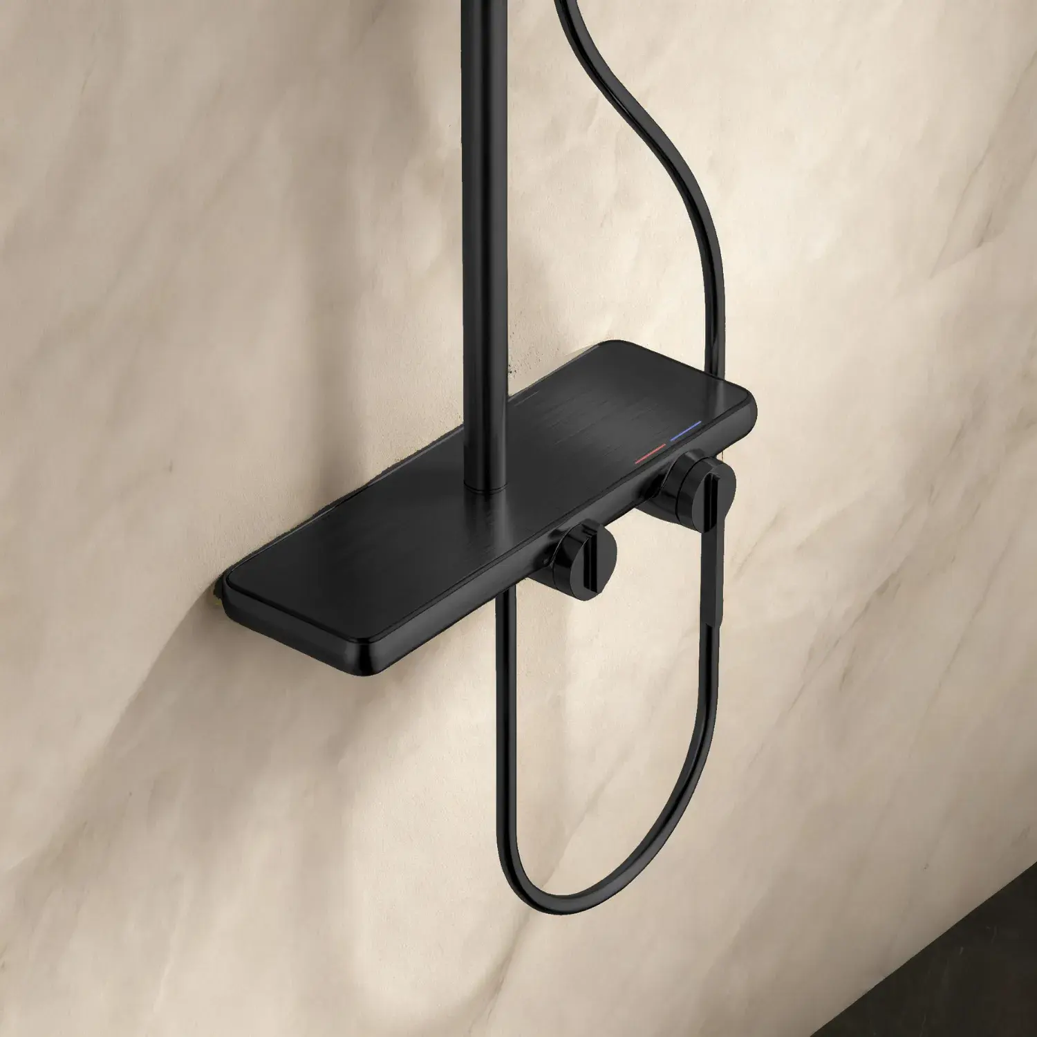 Colonne de douche ou bain douche, avec mitigeur mécanique, 3 voies, Noir brossé, Rivoli 