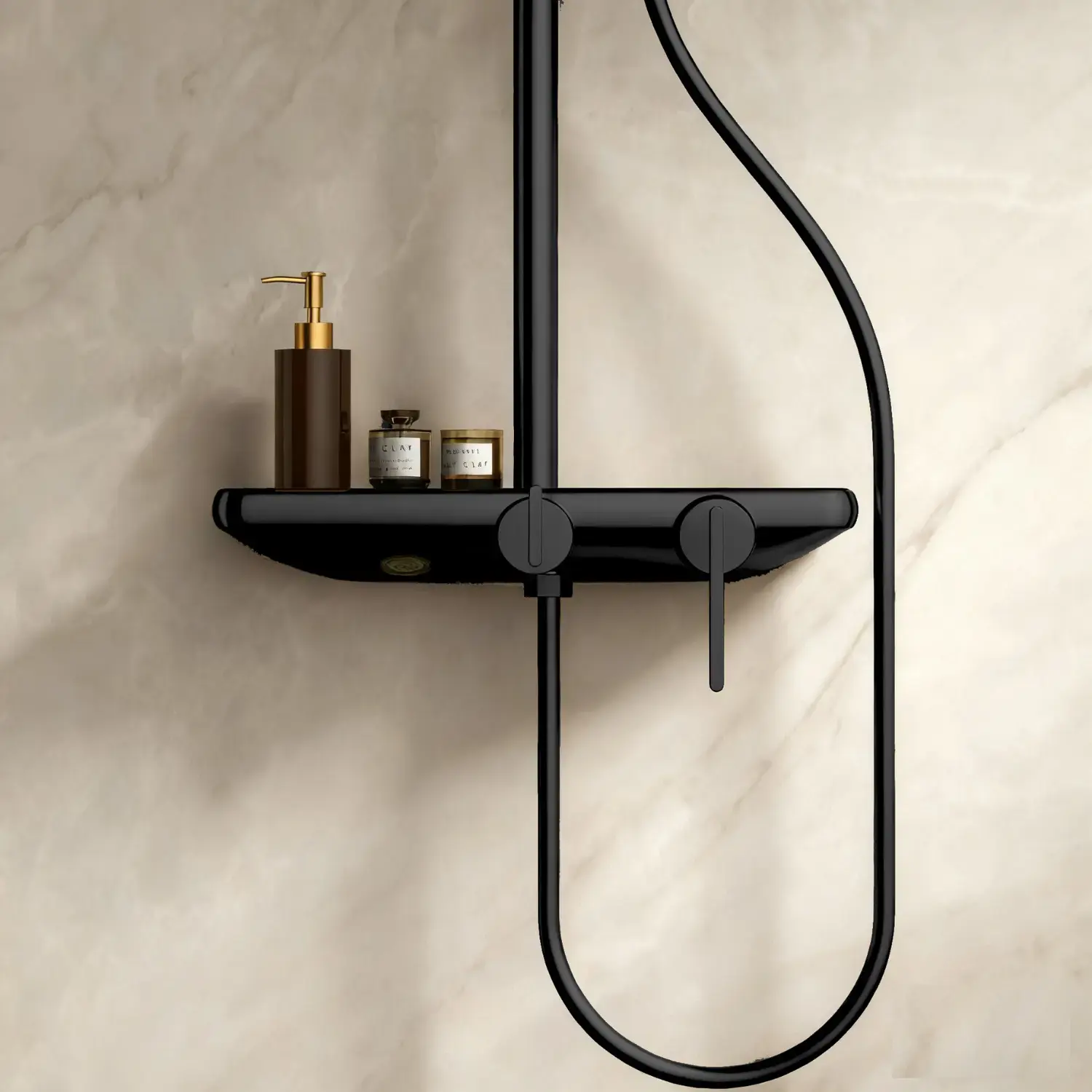 Colonne de douche ou bain douche, avec mitigeur mécanique, 3 voies, Noir brossé, Rivoli 