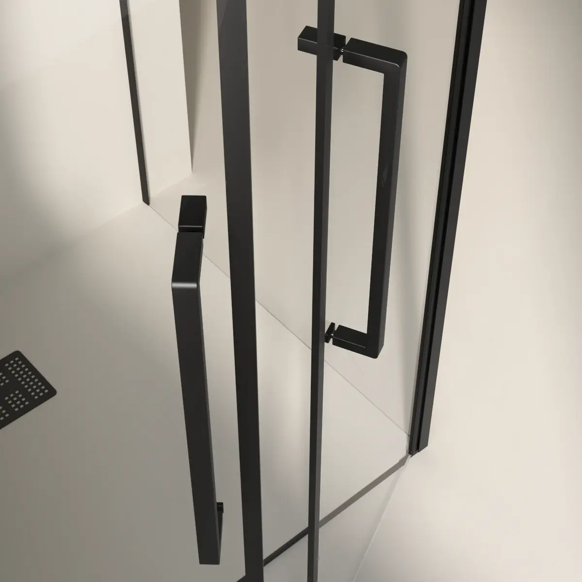 Cabine de douche saloon, sur-mesure de 58 à 95,5 cm avec retour fixe Noir brossé, Regia  