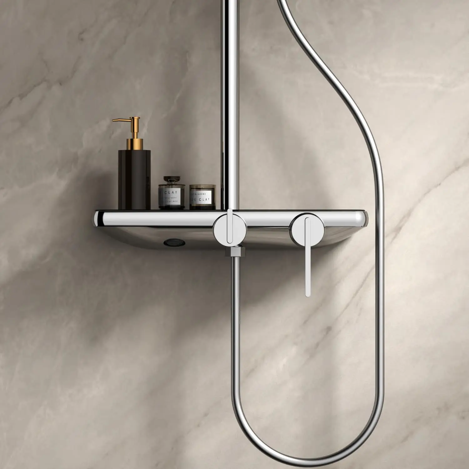 Colonne de douche ou bain douche, avec mitigeur mécanique, 3 voies, Chromé, Rivoli   