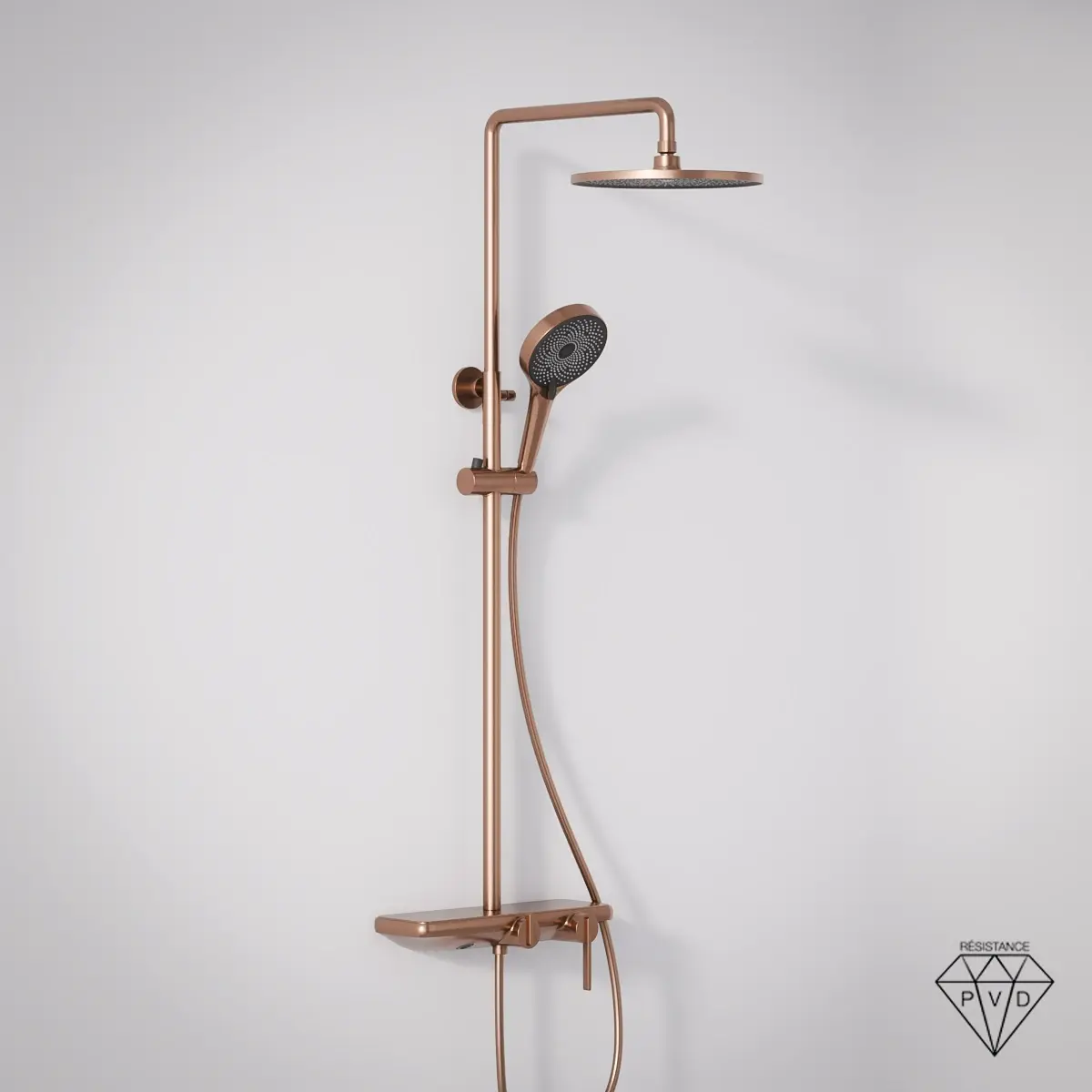 Colonne de douche Rivoli doré rose brossé avec mitigeur 3 voies