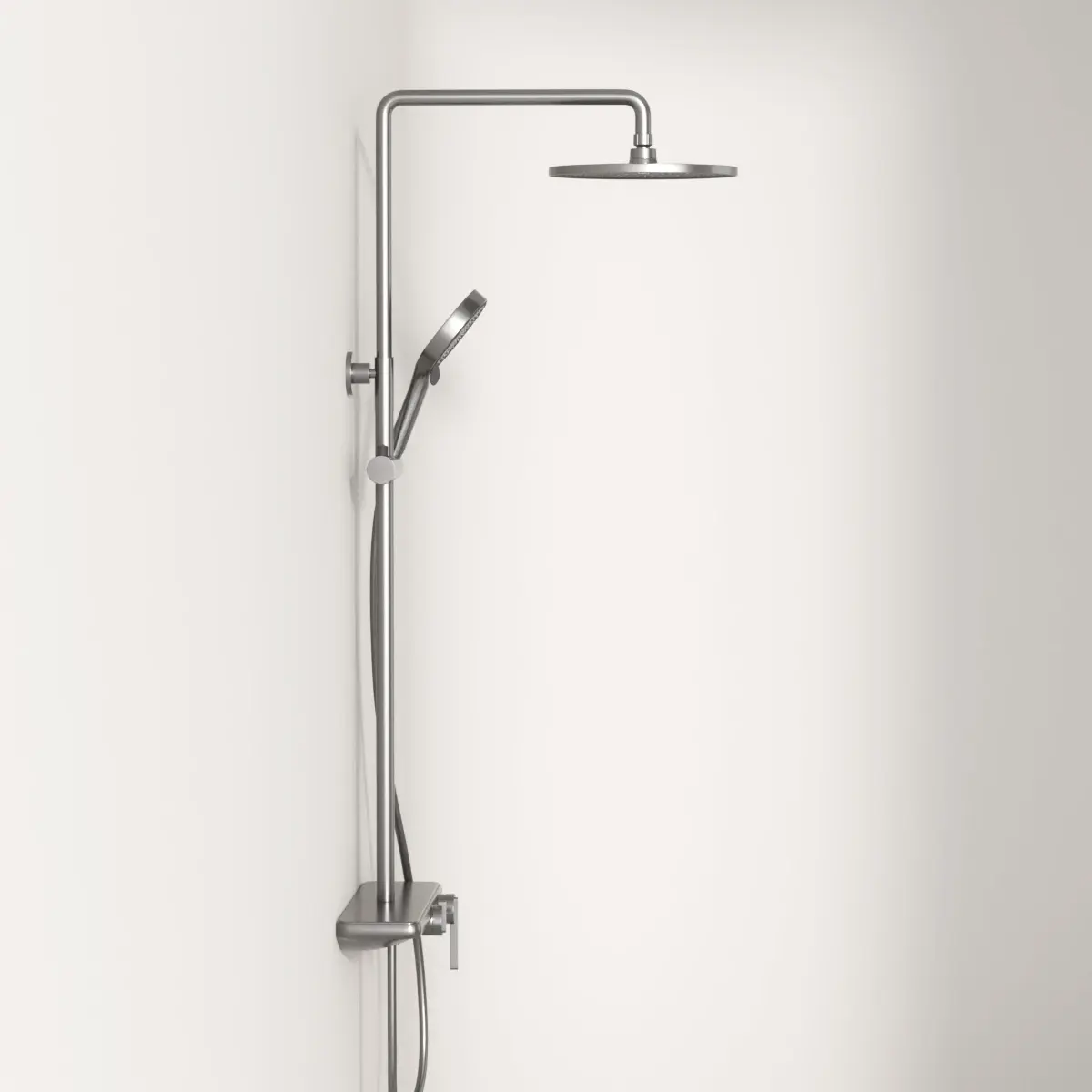 Colonne de douche ou bain douche, avec mitigeur mécanique, 3 voies, Inox brossé, Rivoli 