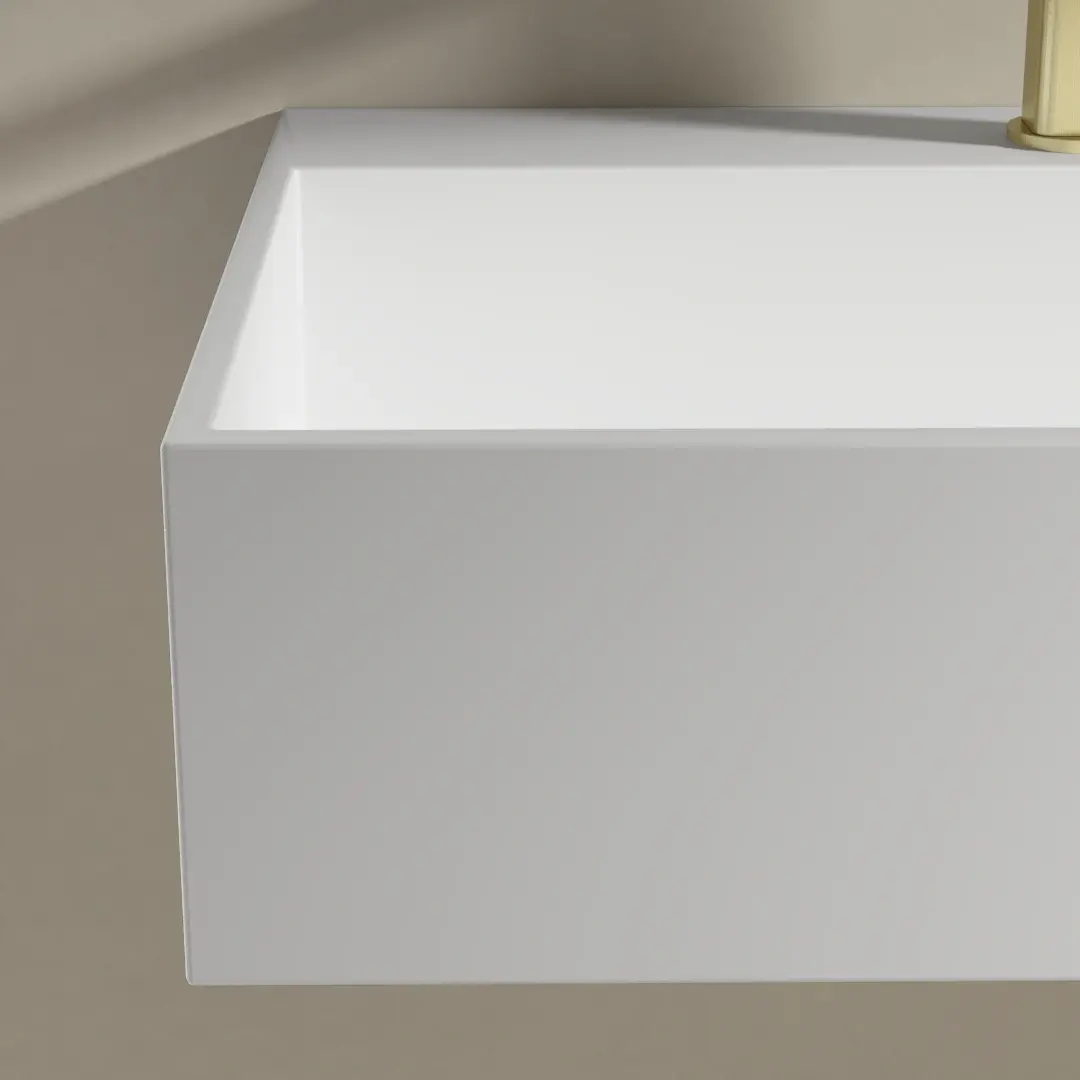 Plan vasque salle de bain suspendu Mineral 120,5x40 cm, matière composite
