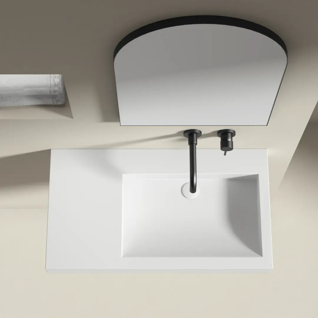 Lavabo suspendu 81 x 45,5 cm, droite ou gauche, matière composite, Mineral