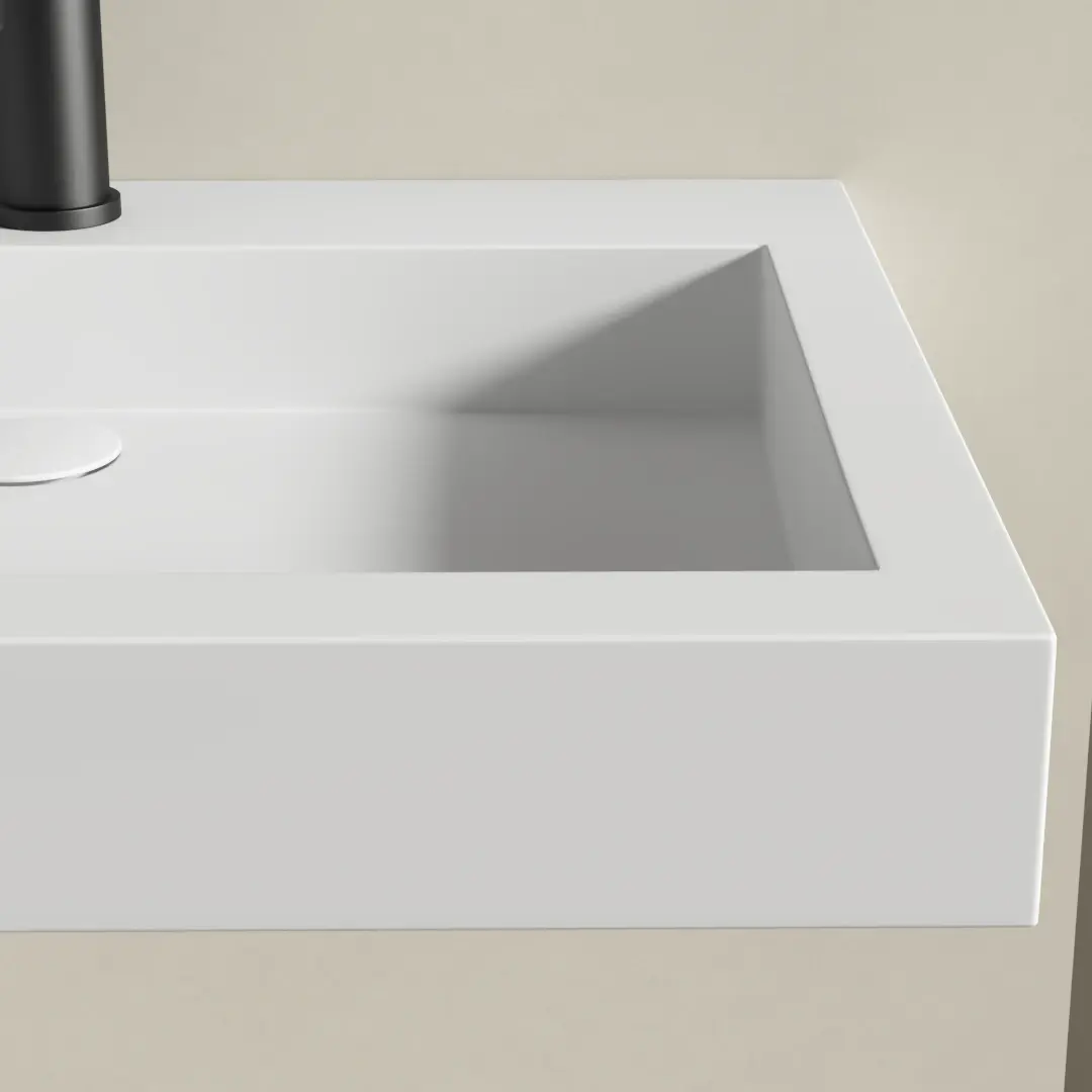 Lavabo suspendu 81 x 45,5 cm, droite ou gauche, matière composite, Mineral