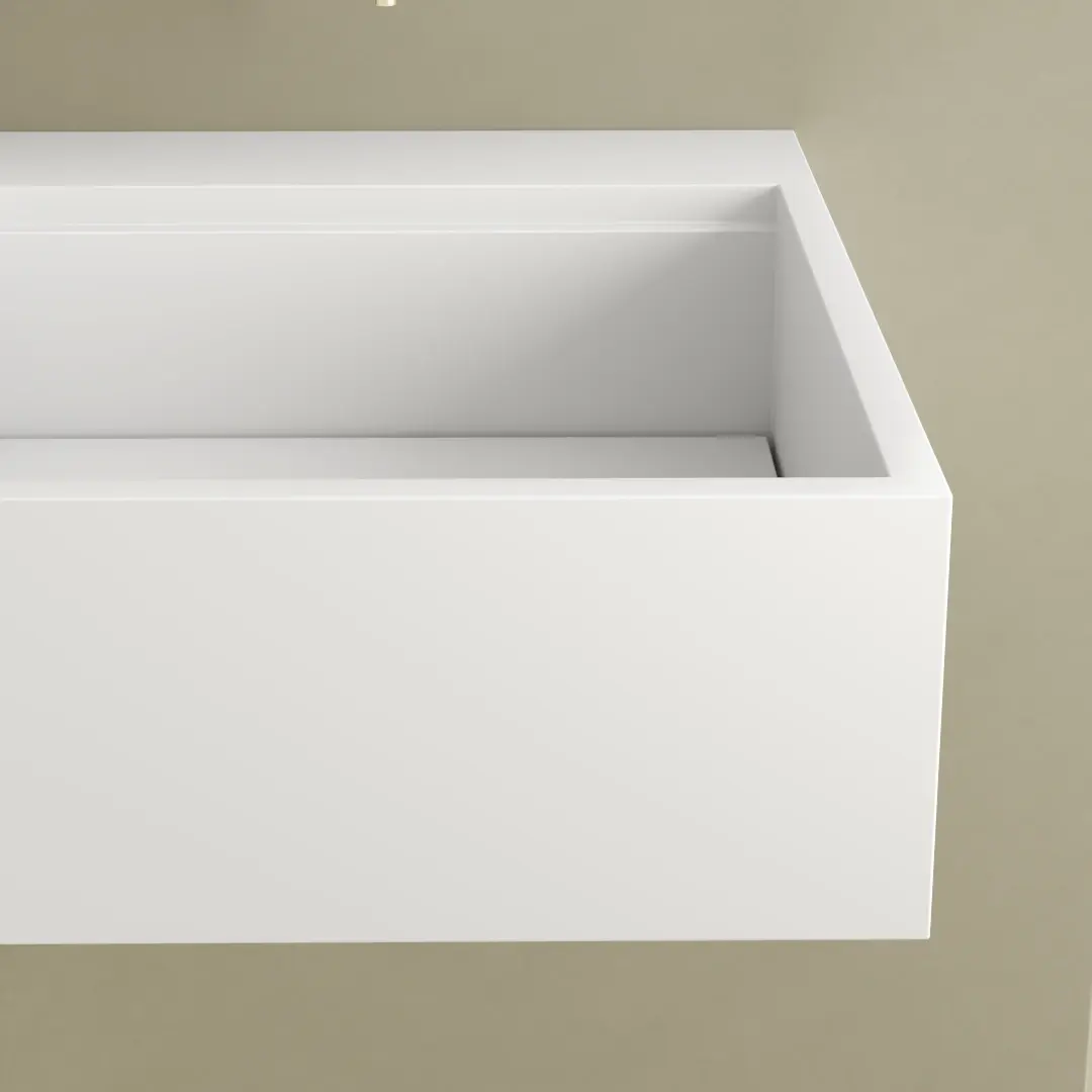 Lavabo suspendu 80 x 45 cm, matière composite, Mineral