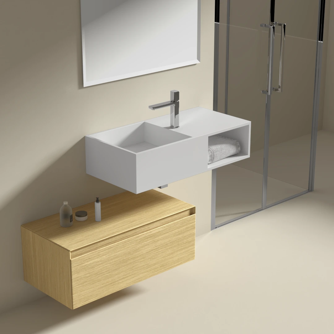 Meuble salle de bain suspendu Mineral 80x40 cm, matière composite