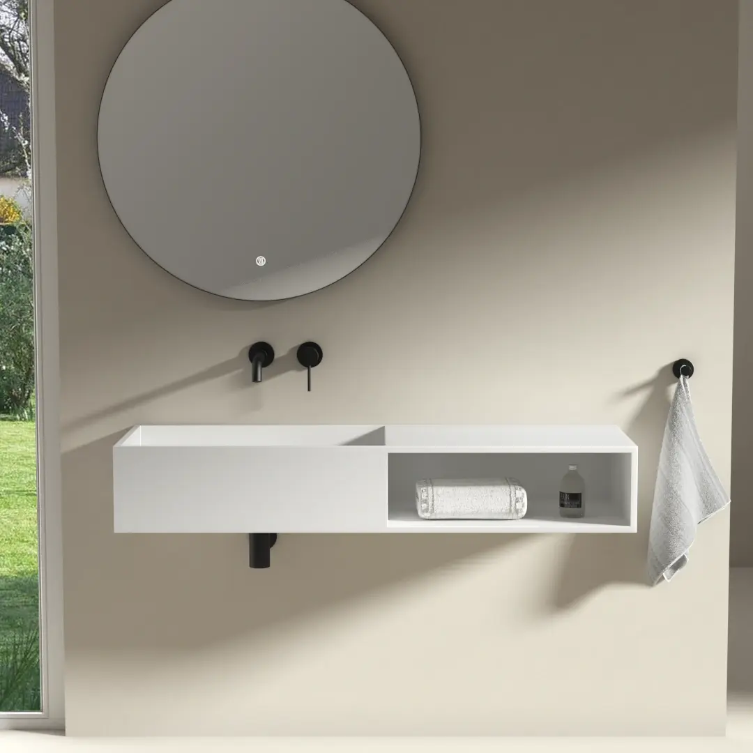 Lavabo suspendu Mineral 120x40 cm, matière composite