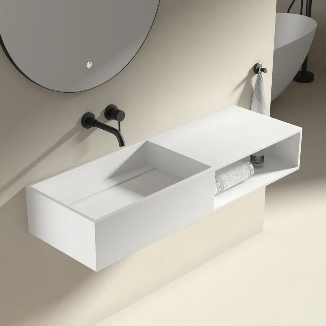 Lavabo suspendu Mineral 120x40 cm, matière composite