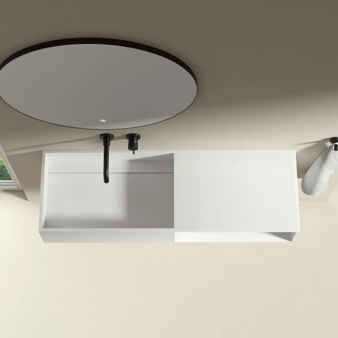 Lavabo suspendu Mineral 120x40 cm, matière composite