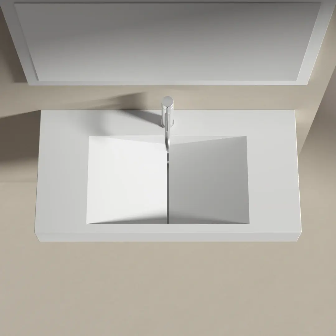 Lavabo suspendu, matière composite minéral, 90x45 cm
