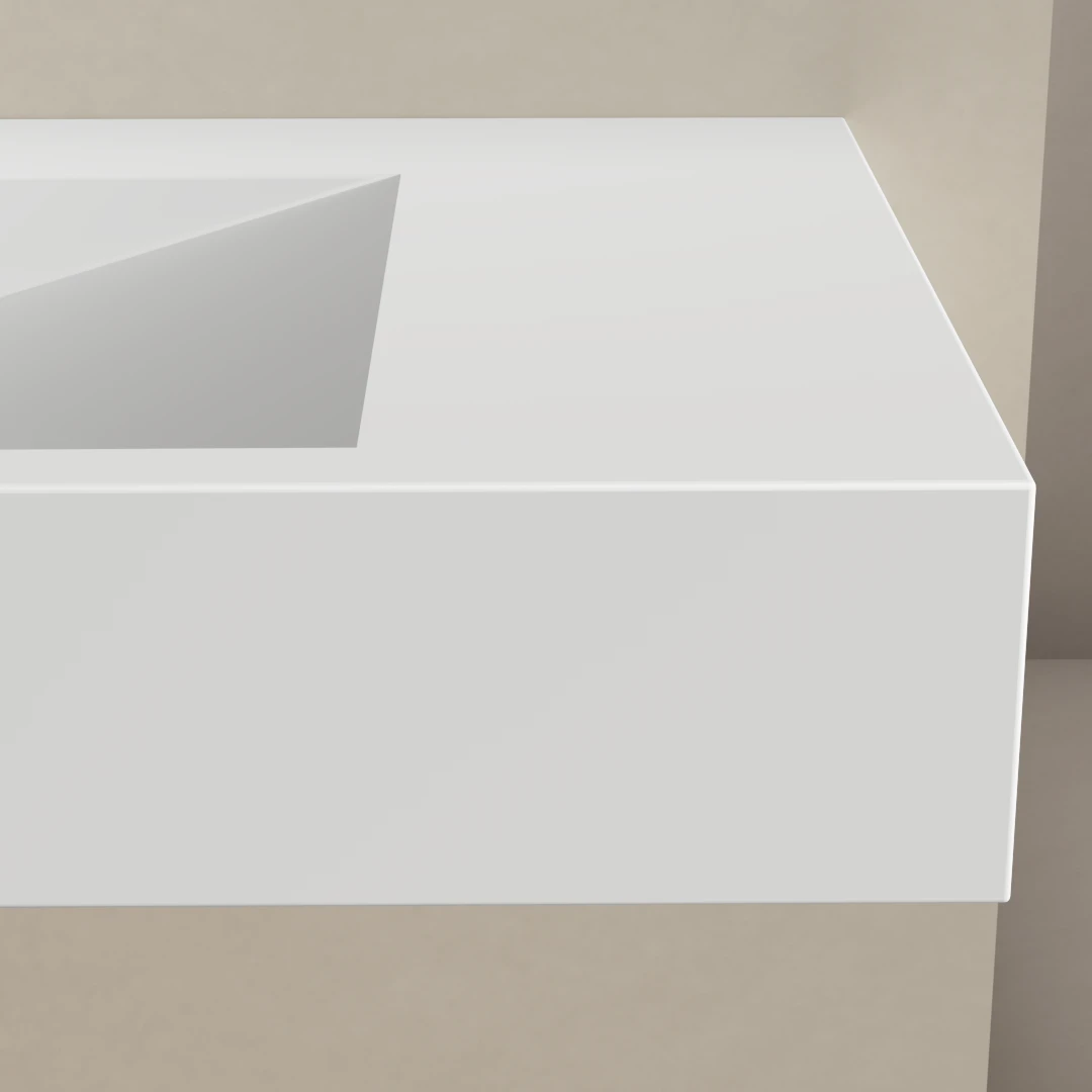 Lavabo suspendu, matière composite minéral, 90x45 cm