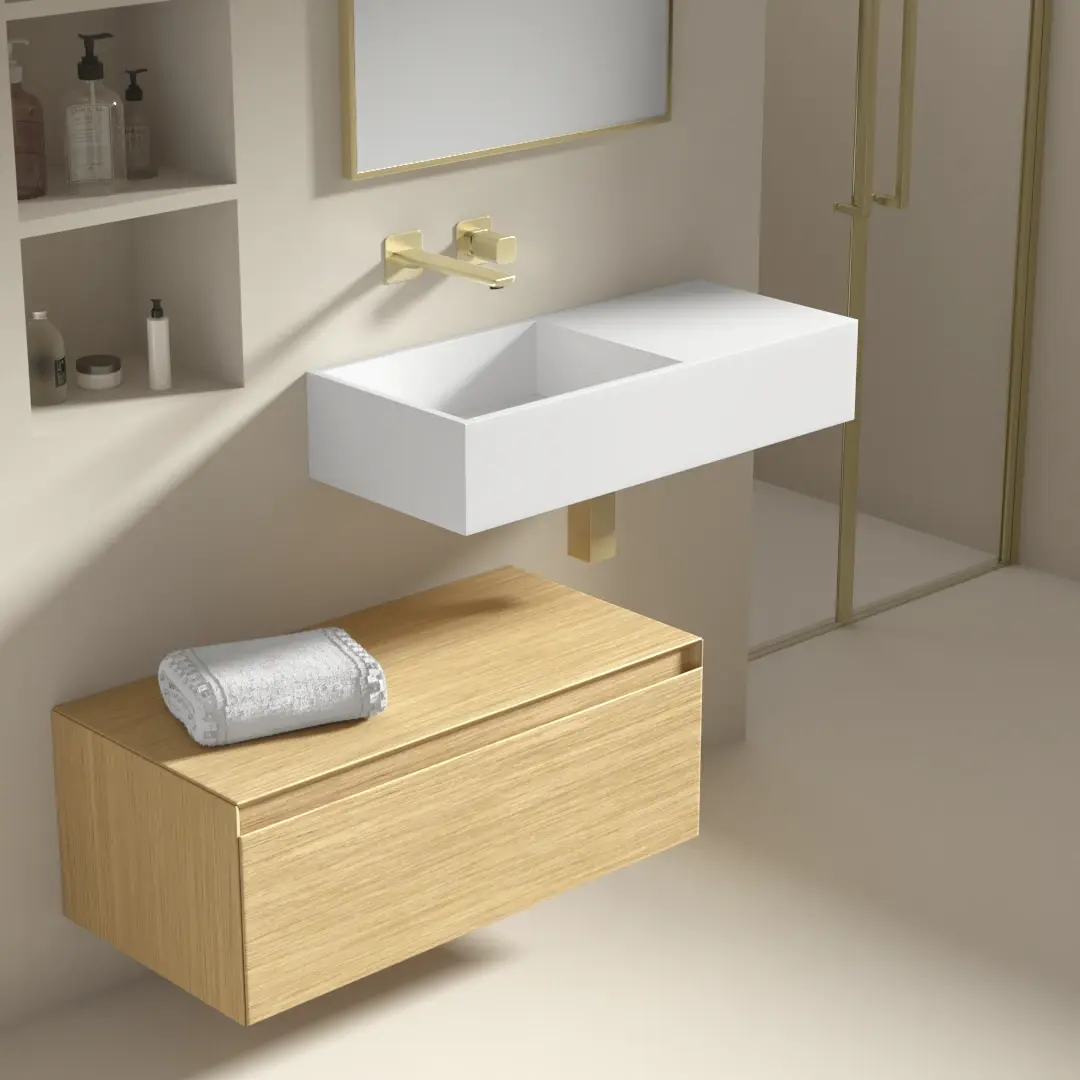 Lavabo suspendu 75X32.5 cm, matière composite minéral